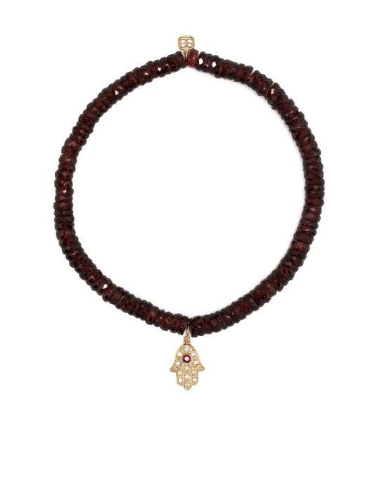 14kt yellow gold garnet beaded bracelet