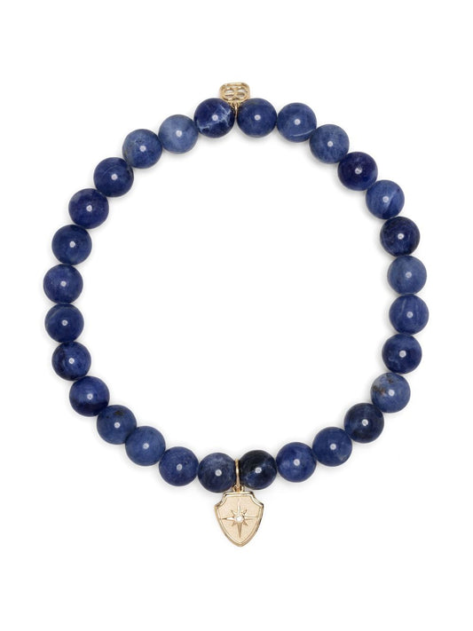 14kt yellow gold sodalite beaded bracelet