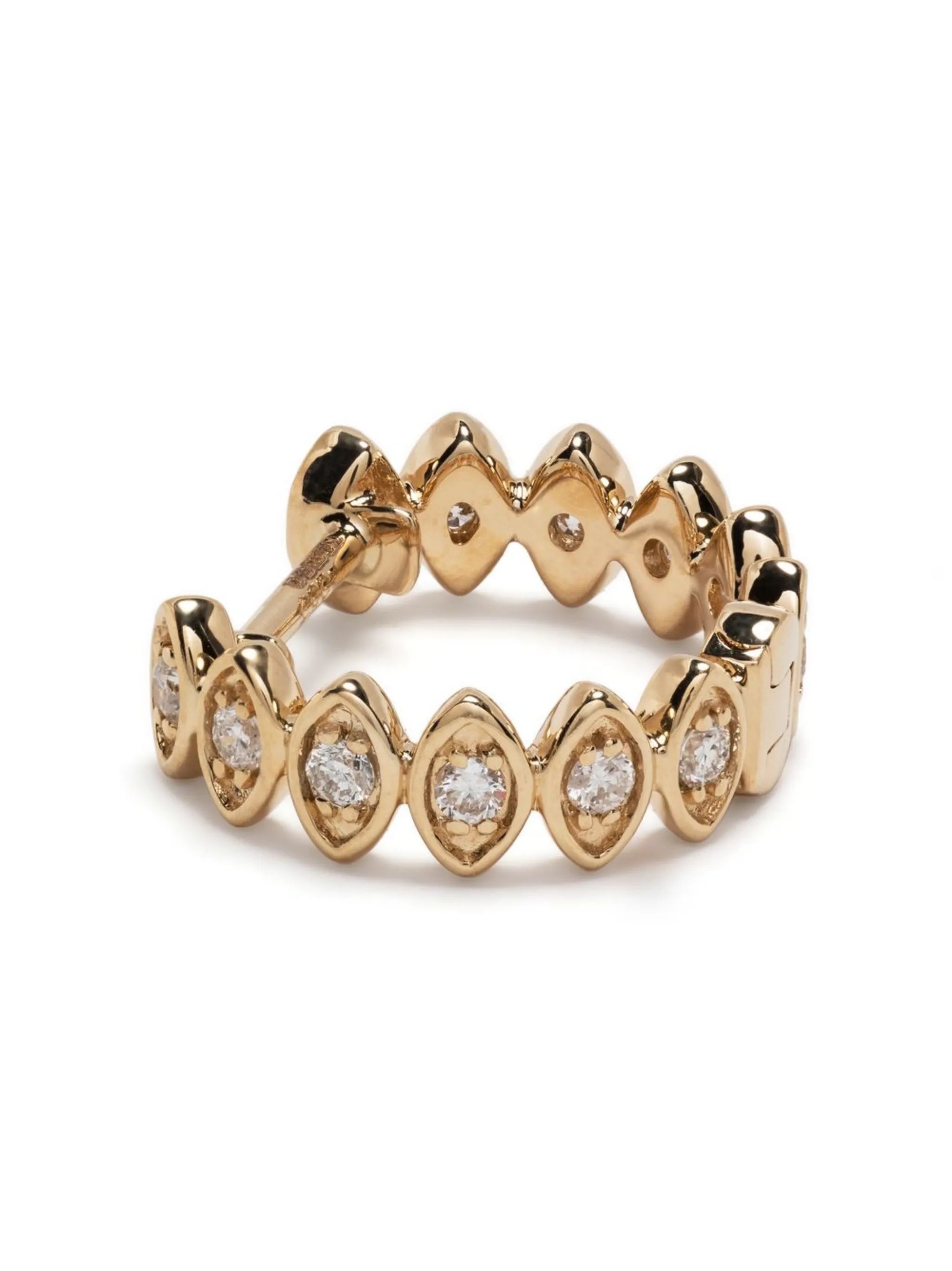 14kt yellow gold Evil Eye diamond huggie hoops