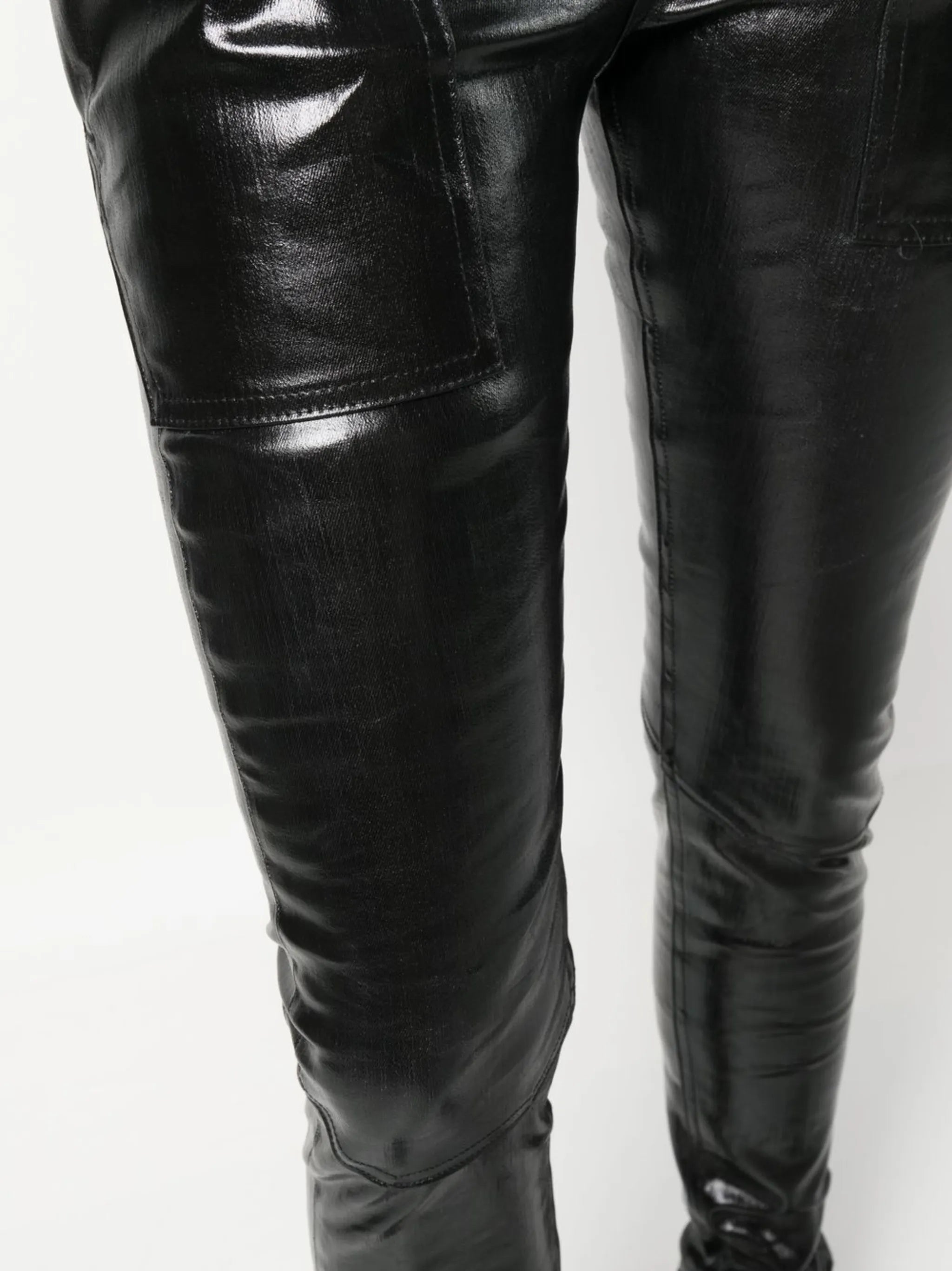 mid-rise faux-leather trousers