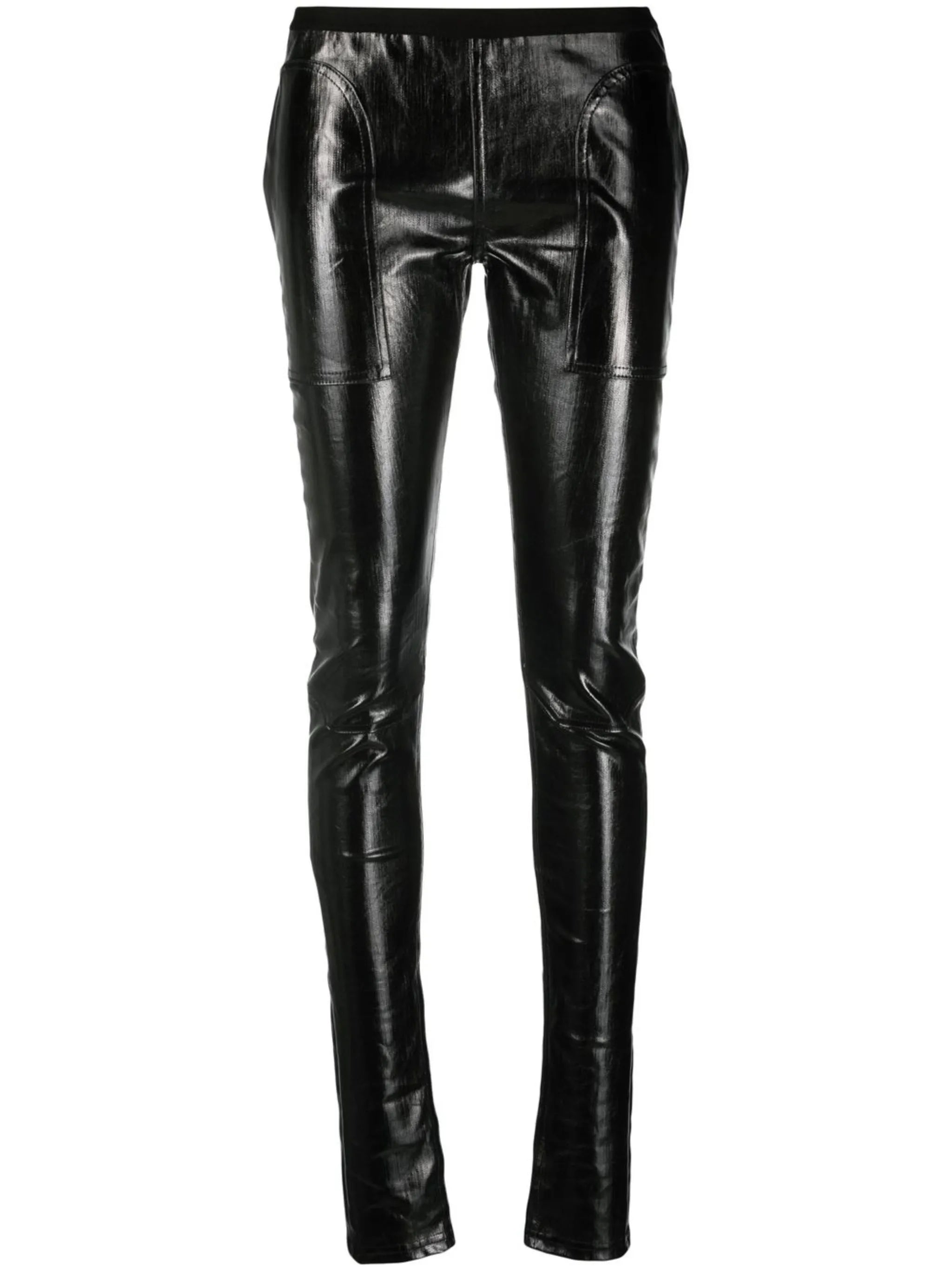 mid-rise faux-leather trousers