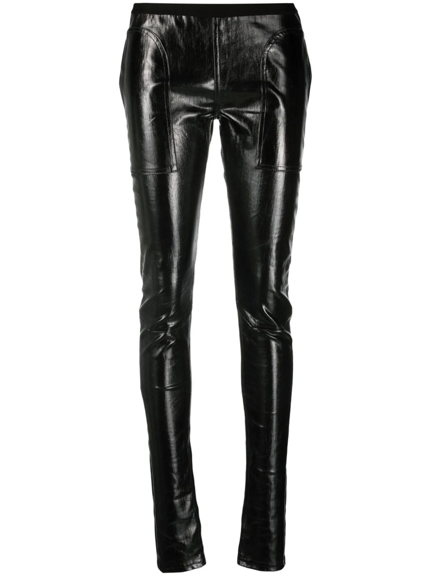 mid-rise faux-leather trousers