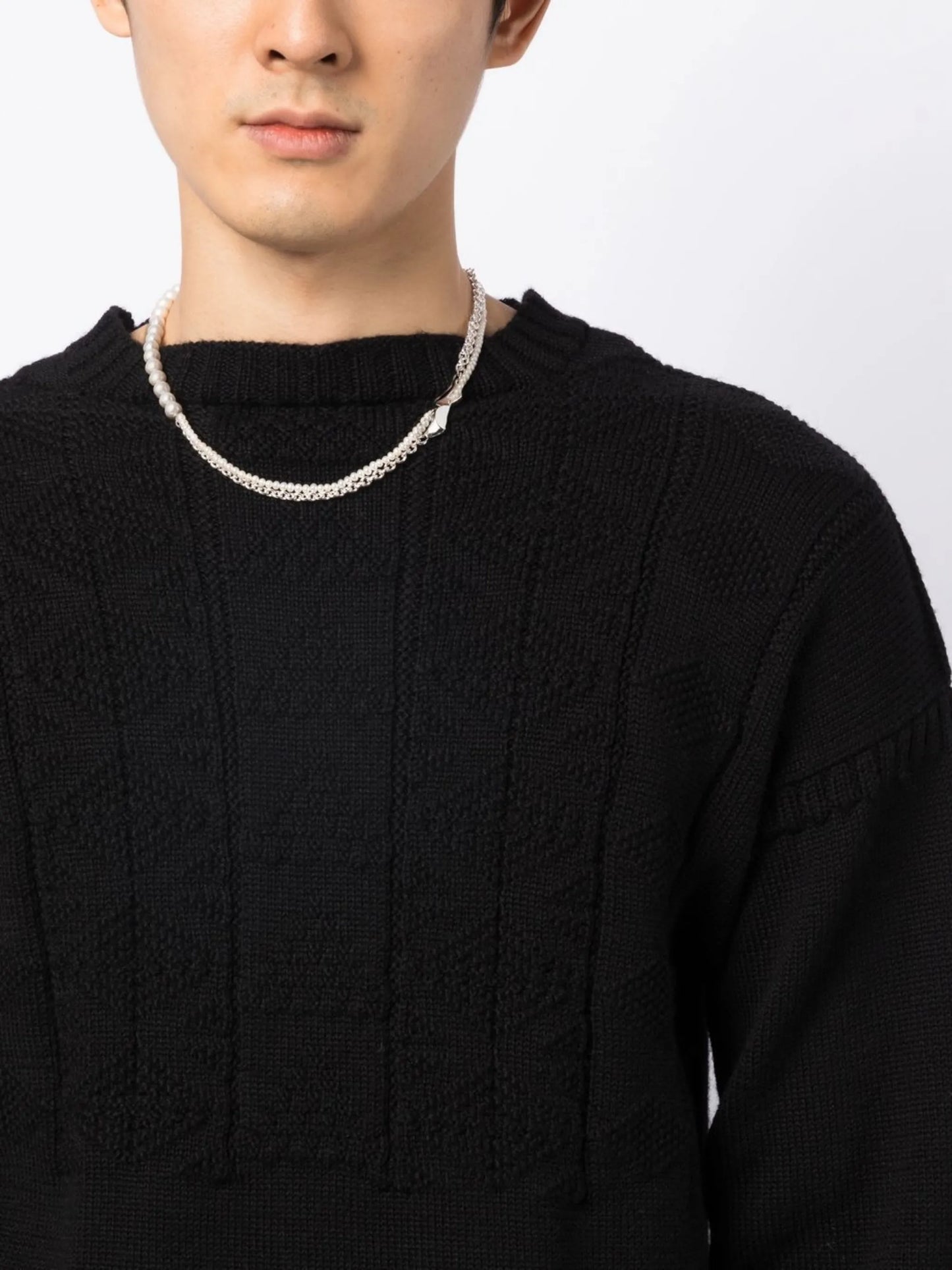 layered silver and pearl necklace