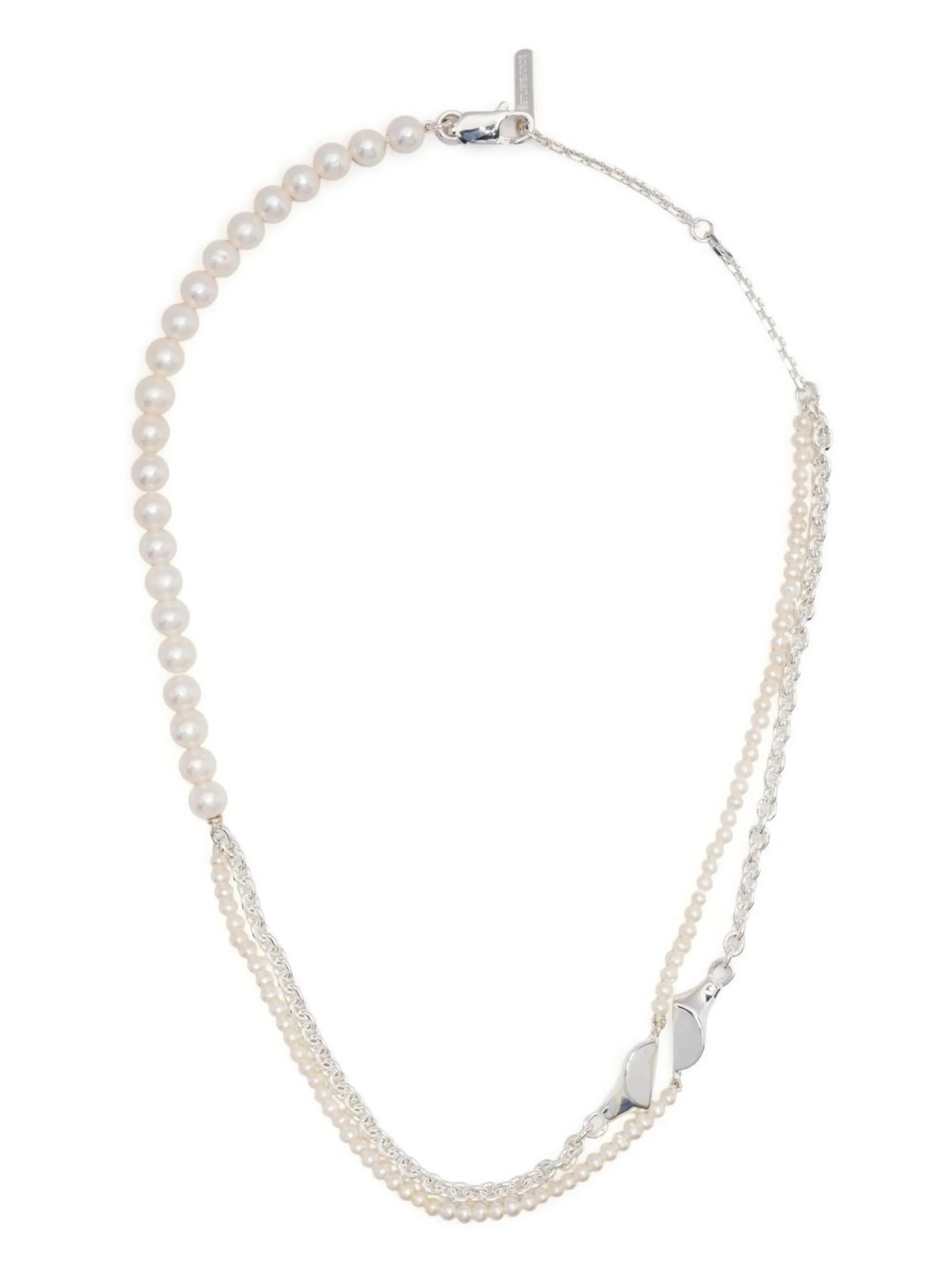 layered silver and pearl necklace