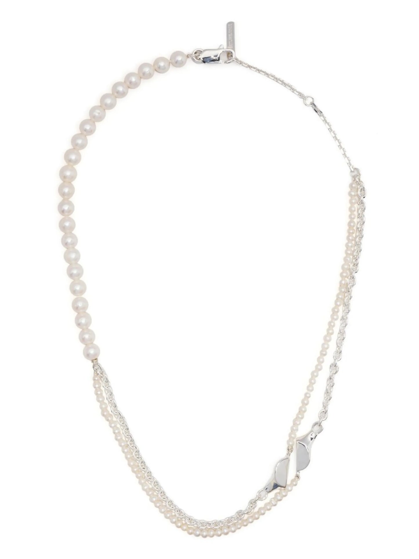layered silver and pearl necklace