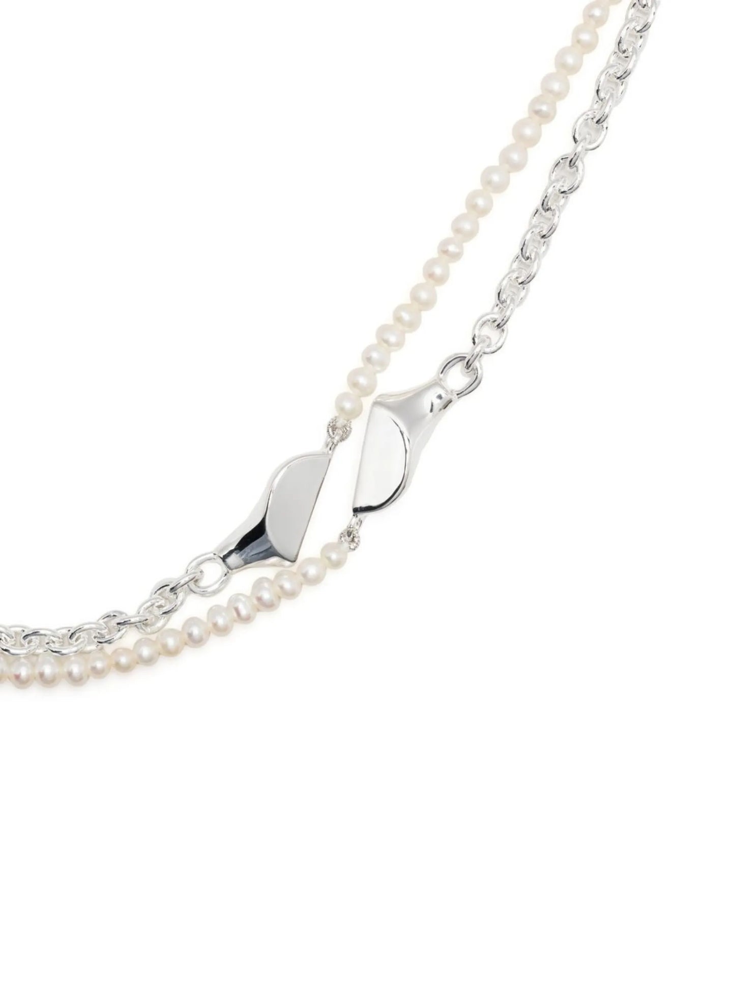 layered silver and pearl necklace
