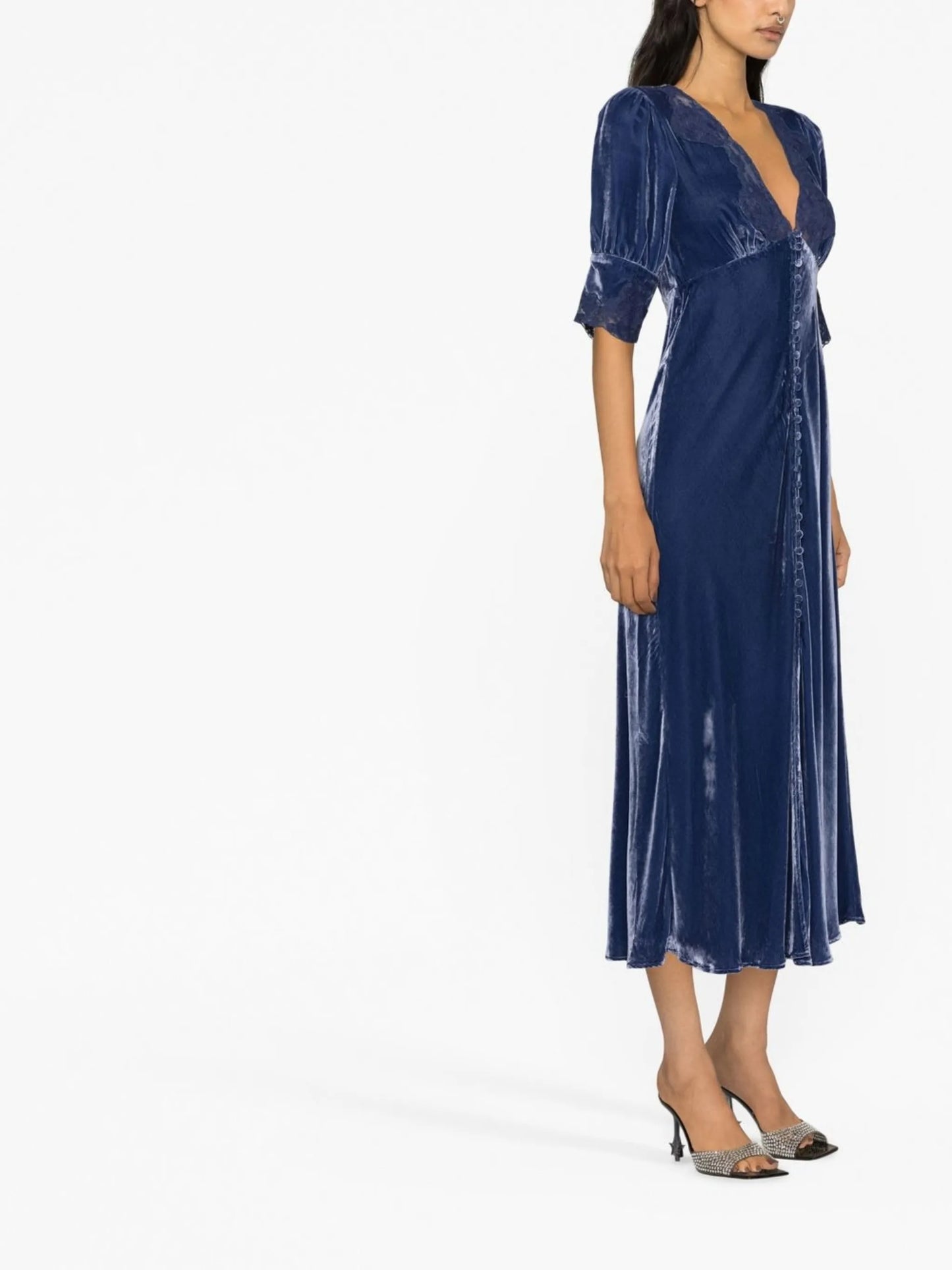 Simone lace-trimmed velvet dress