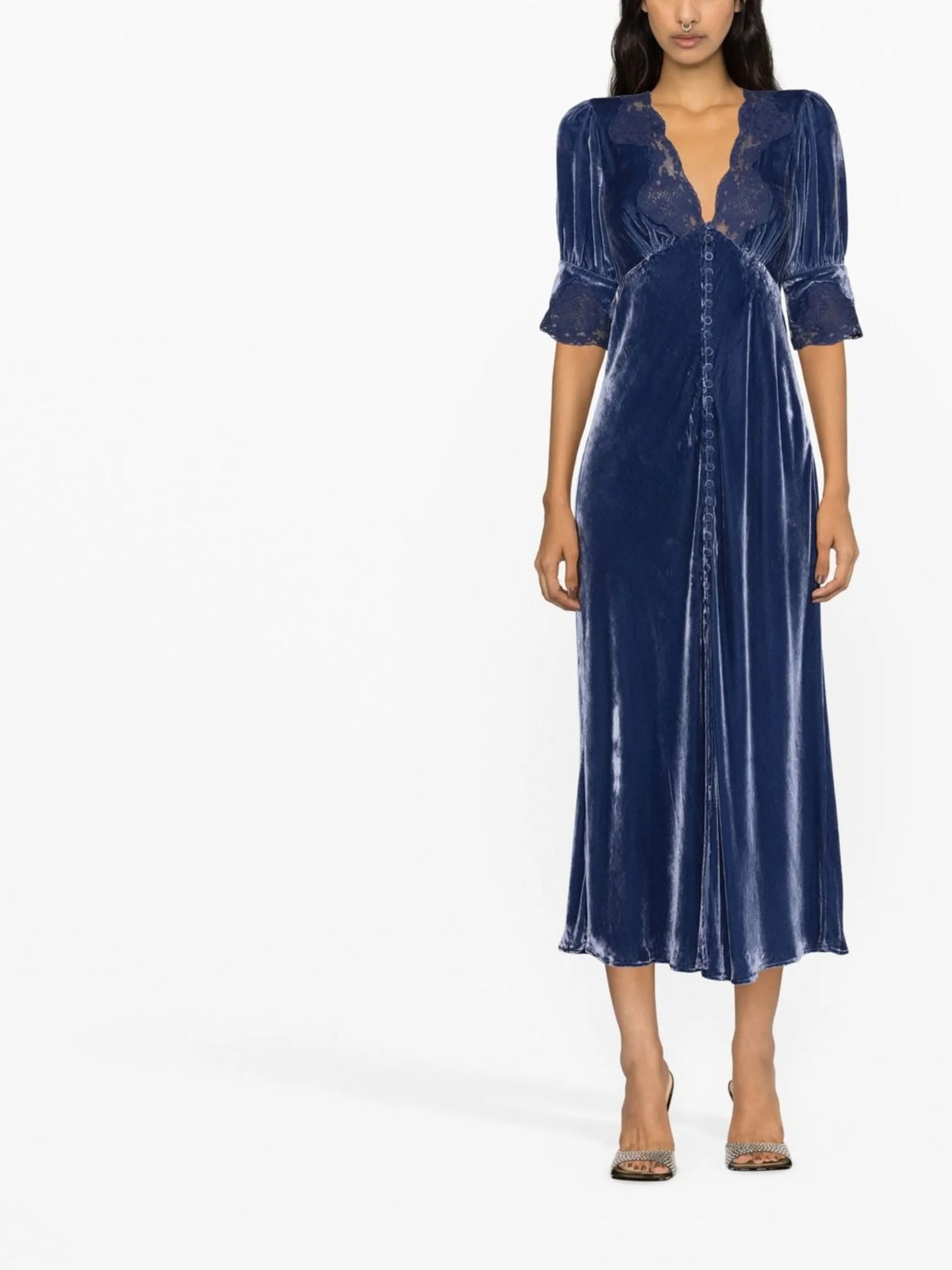 Simone lace-trimmed velvet dress