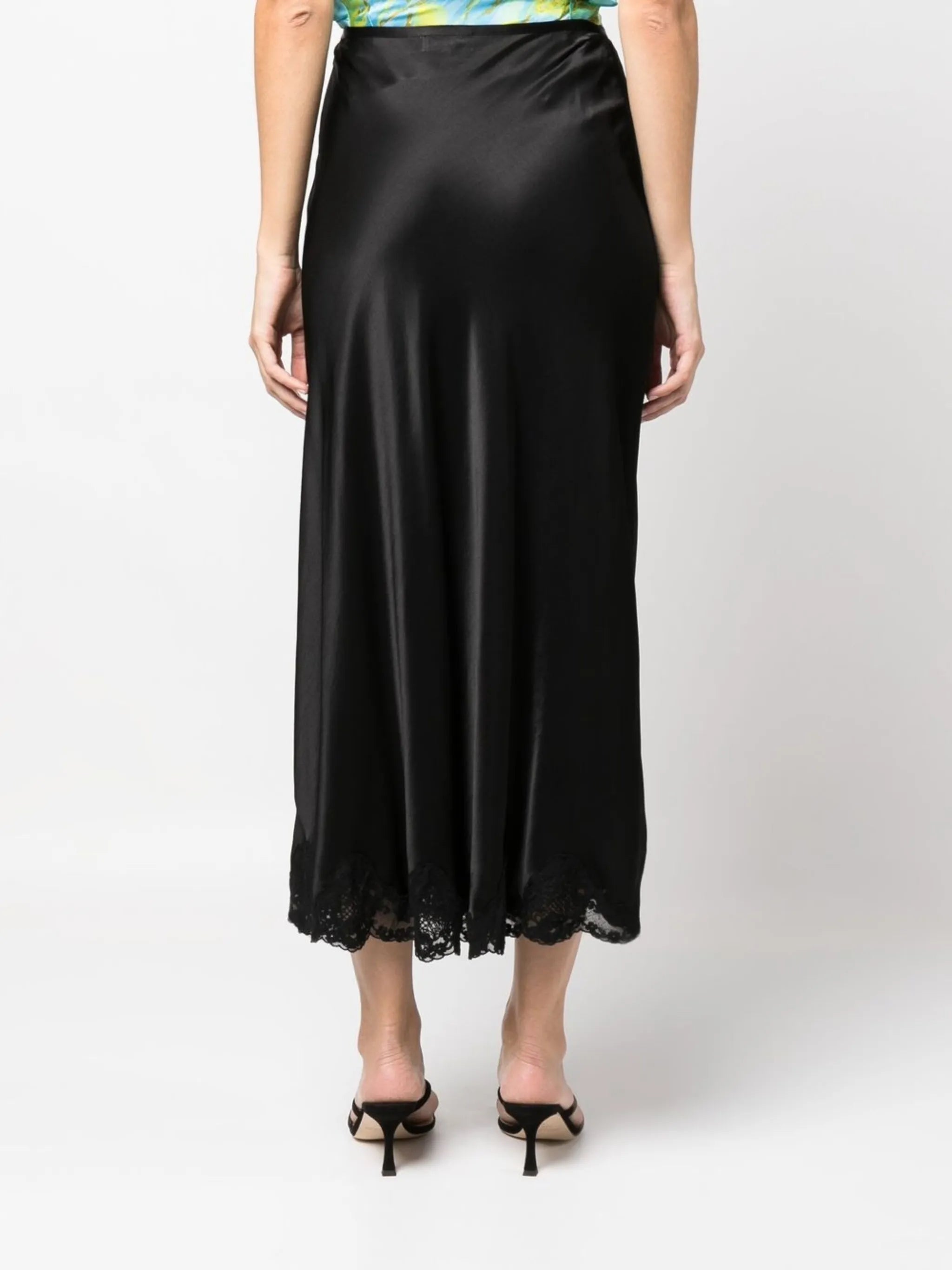 lace-trim midi skirt