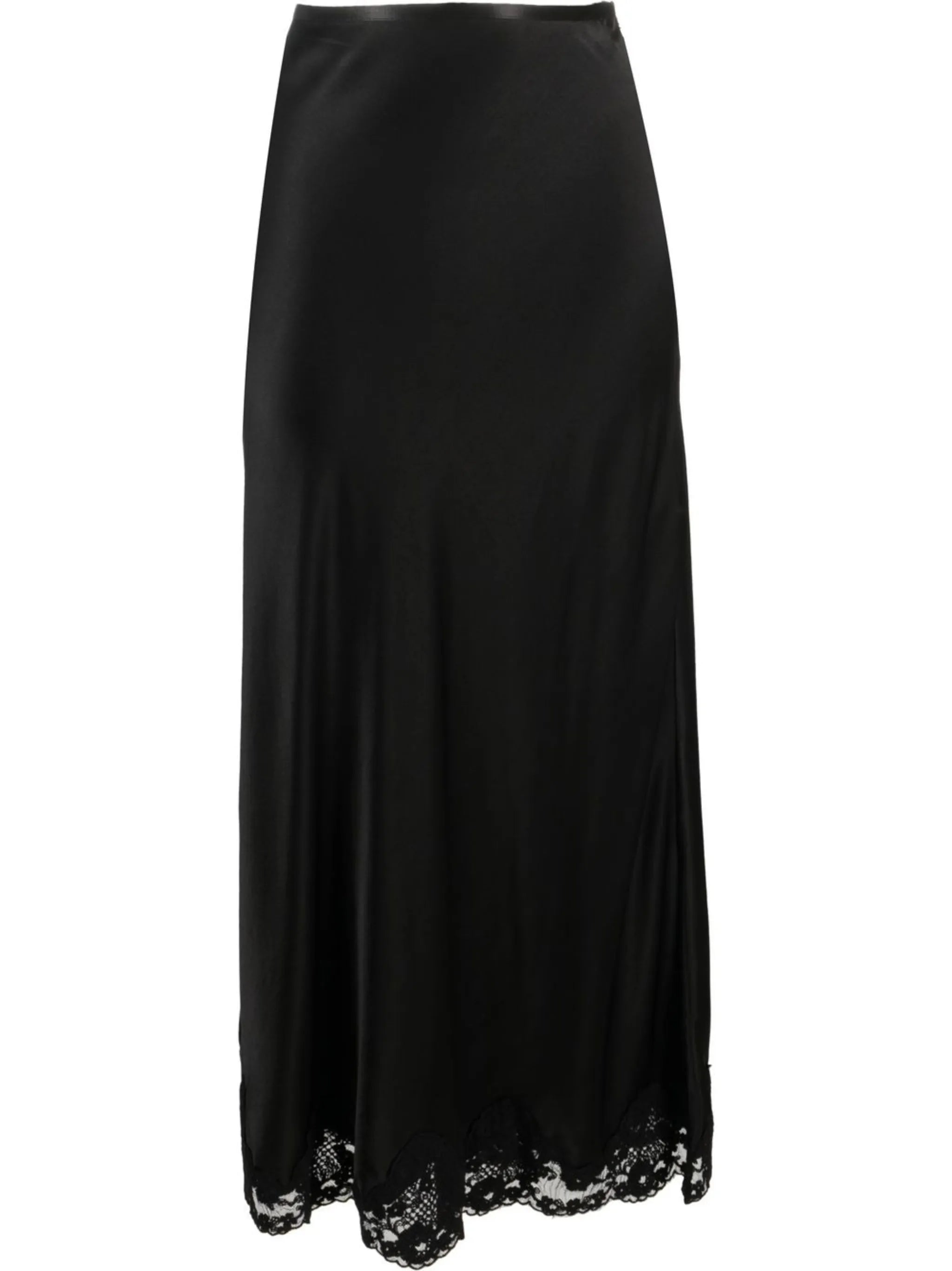 lace-trim midi skirt