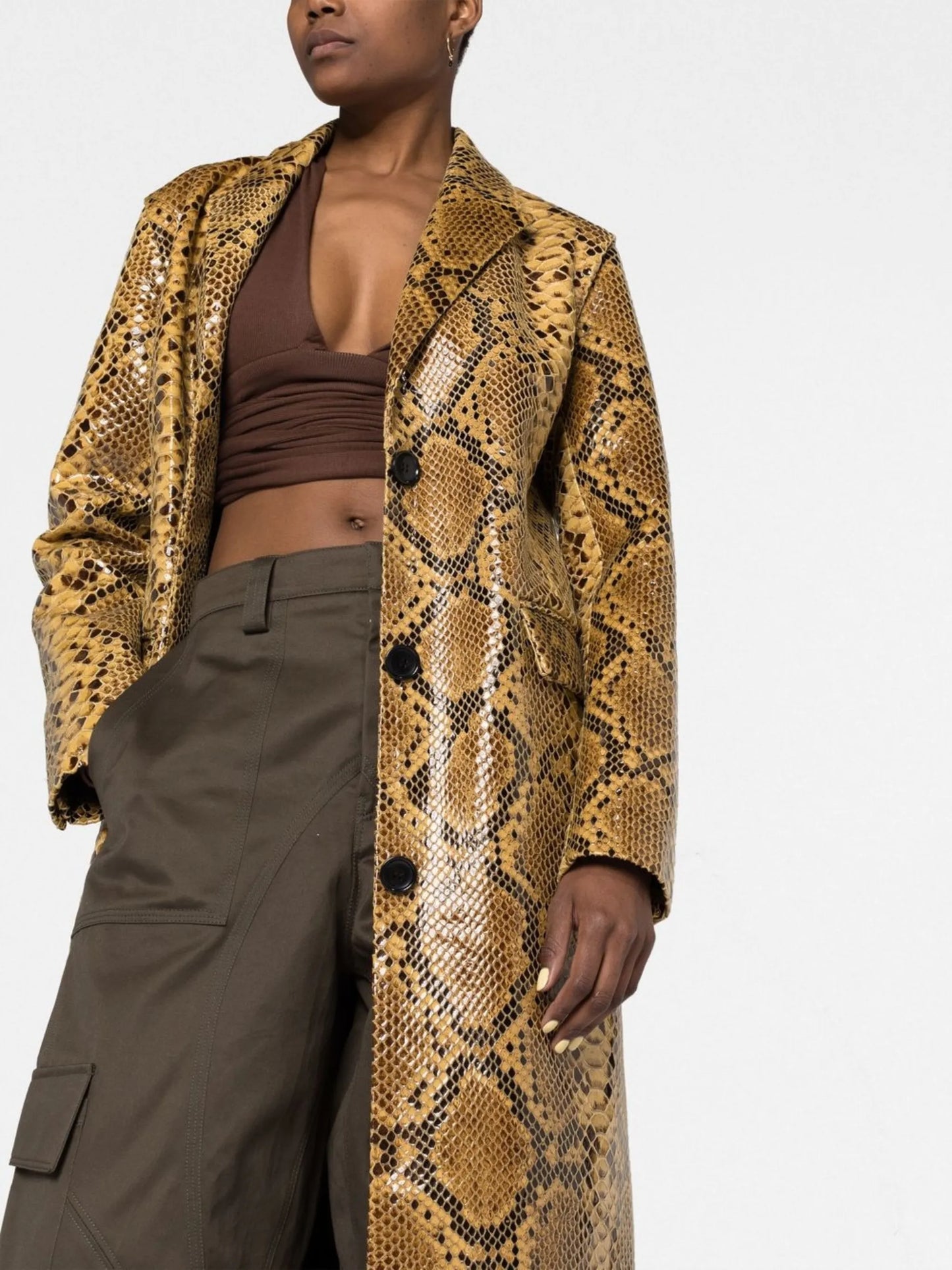Zoie snakeskin-effect coat