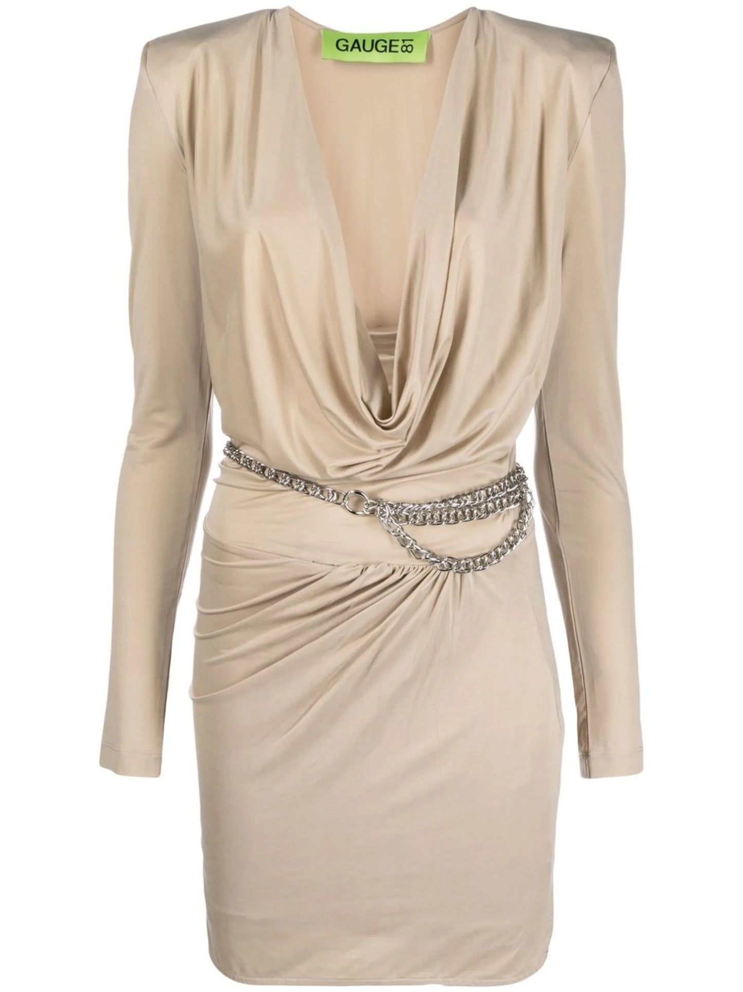 cowl-neck chain-detail dress