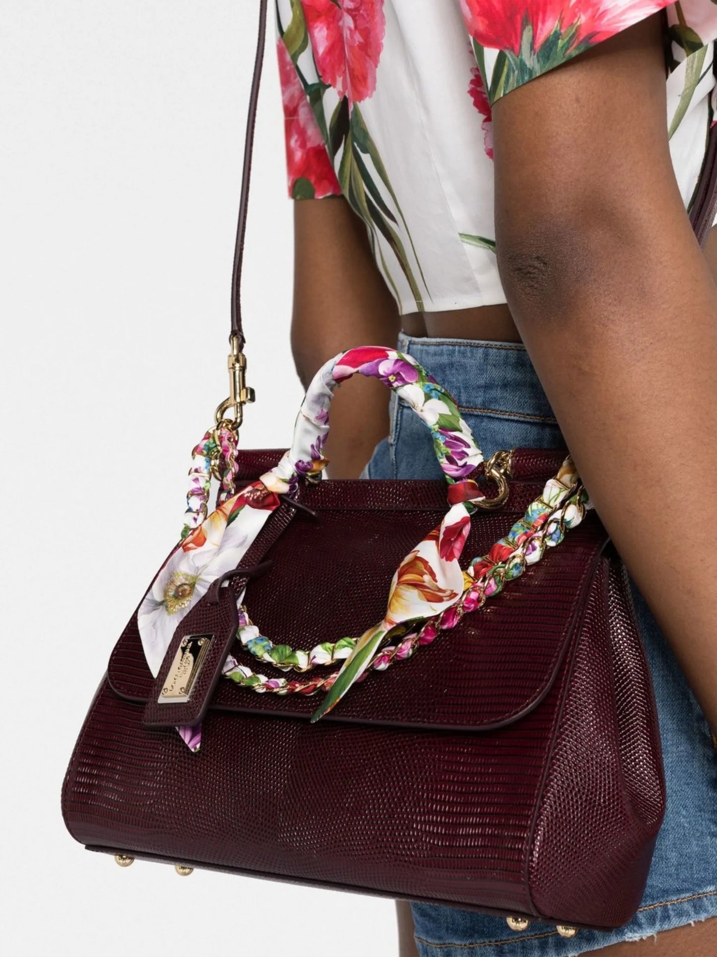 medium Sicily lizard-skin effect crossbody bag