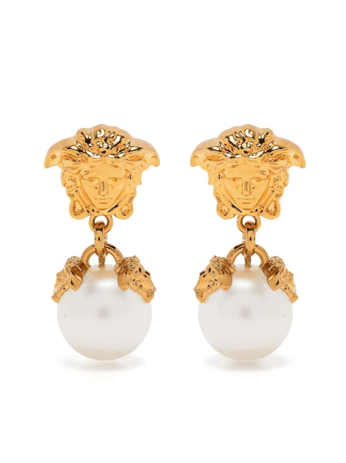 Medusa-head pearl-drop earrings