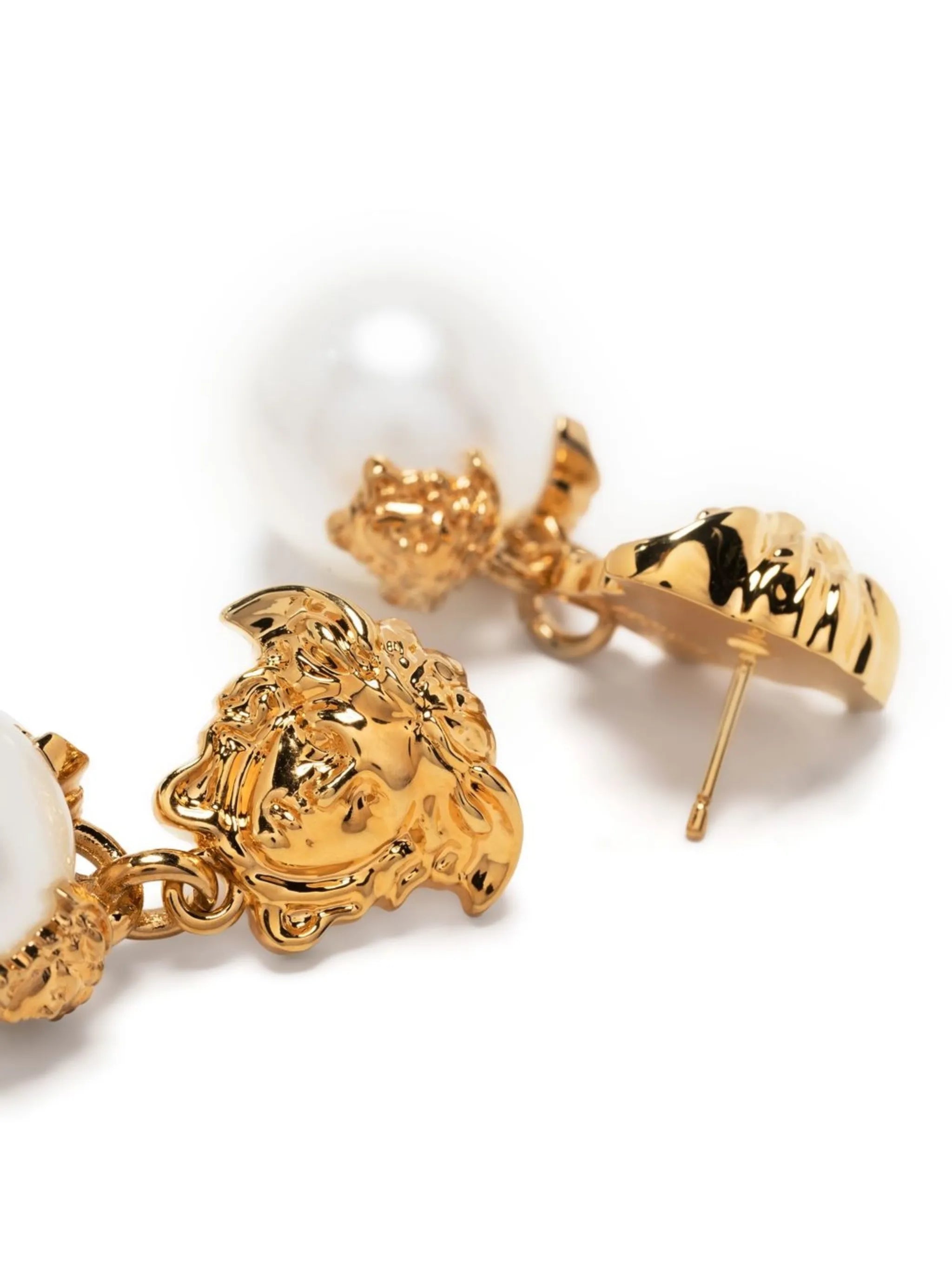 Medusa-head pearl-drop earrings