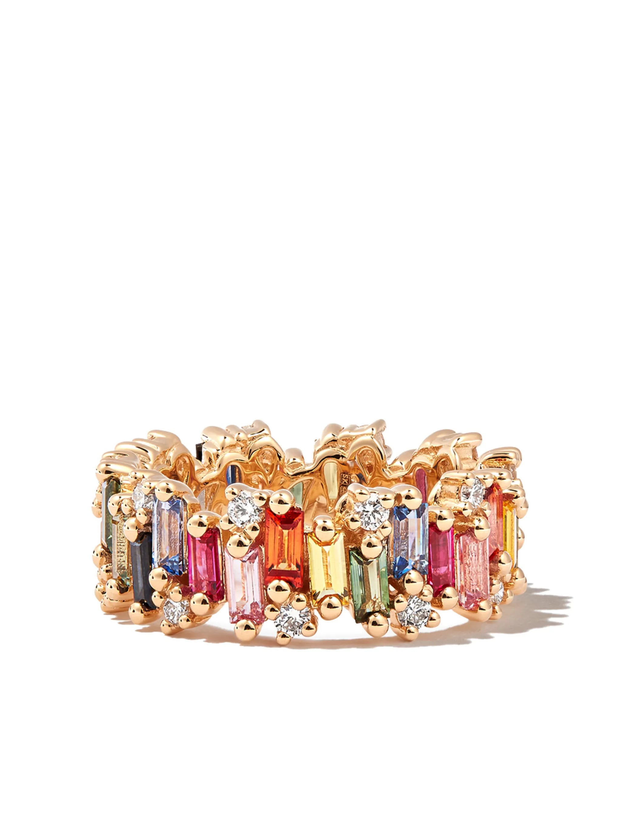 18kt yellow gold Fireworks rainbow sapphire eternity ring