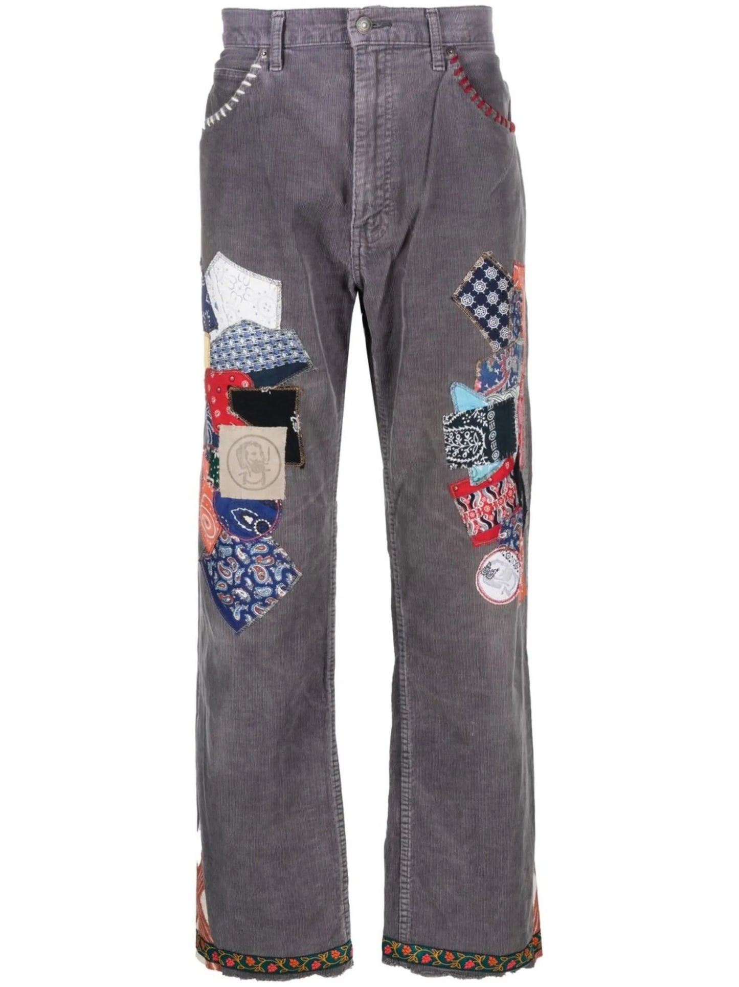 patchwork-detail straight-leg jeans
