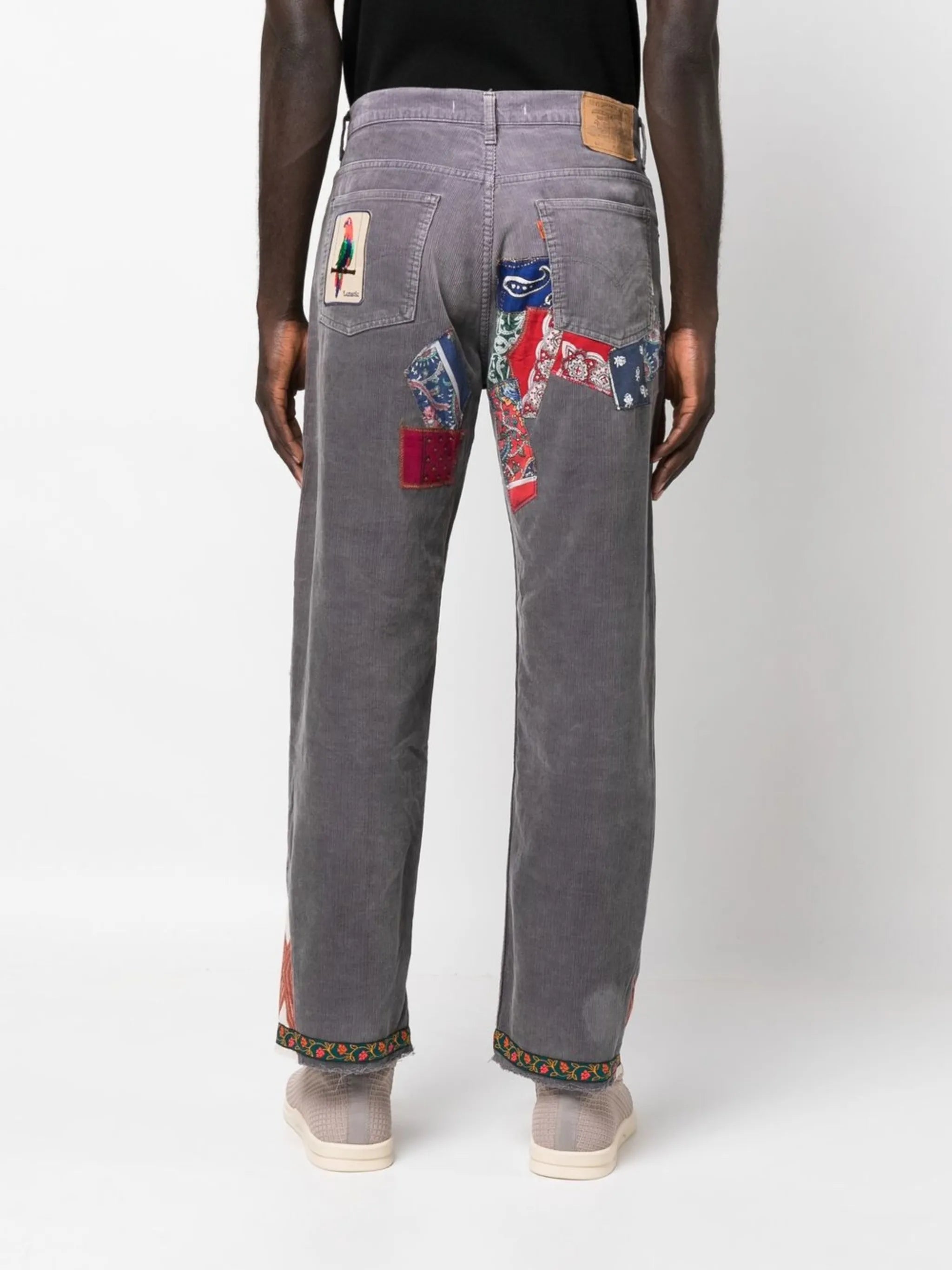 patchwork-detail straight-leg jeans