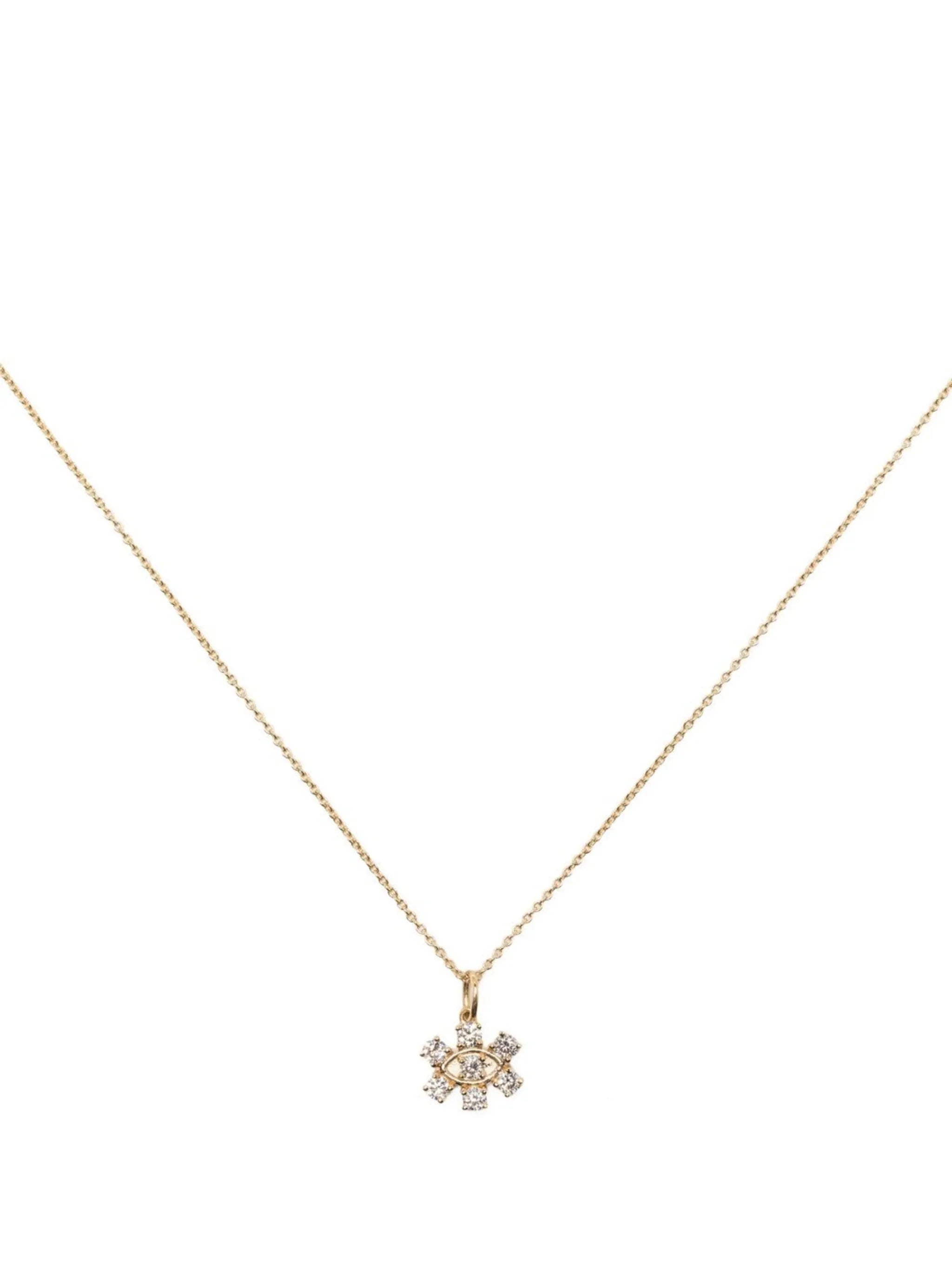 14kt yellow gold diamond eye necklace
