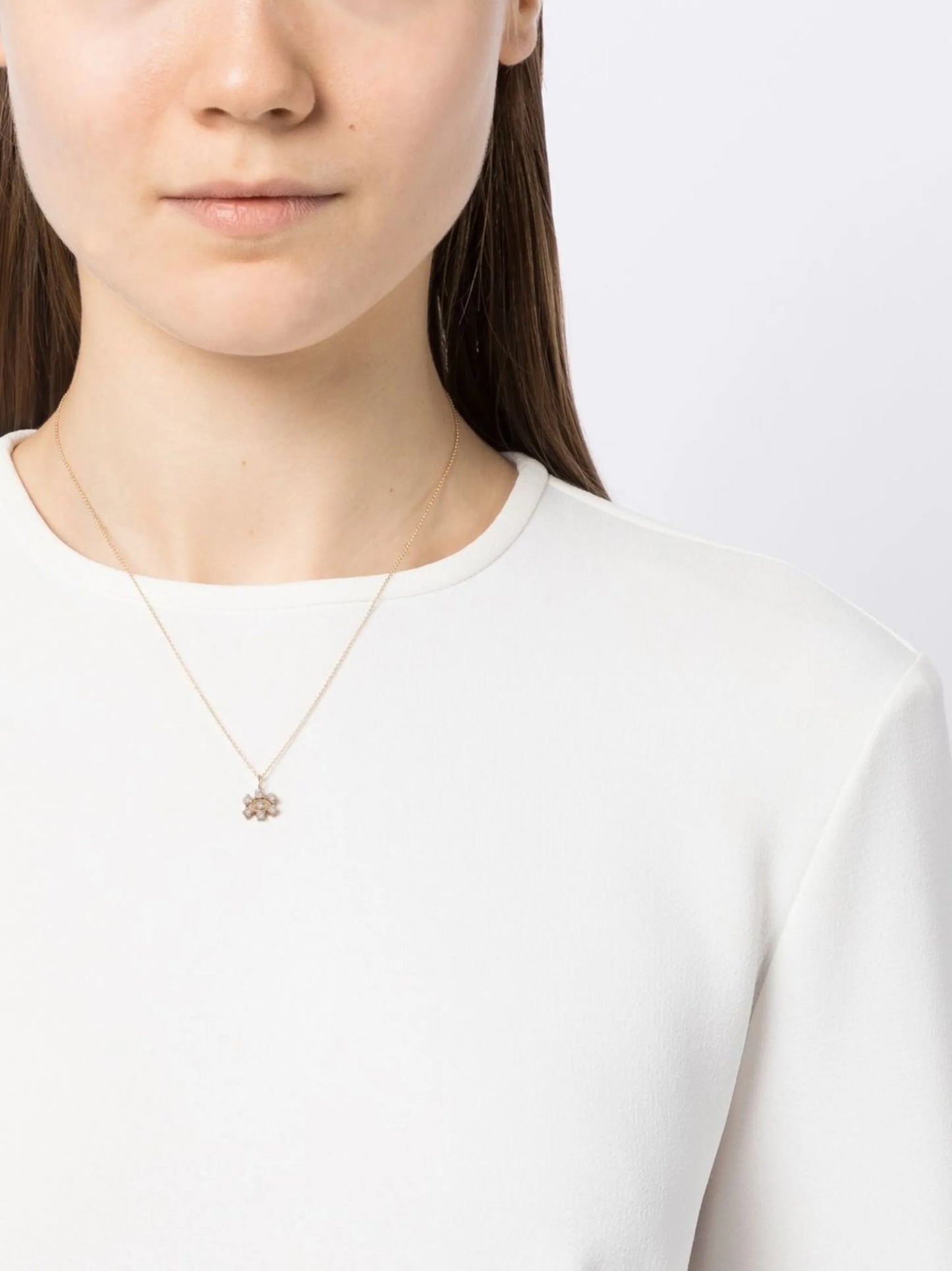 14kt yellow gold diamond eye necklace