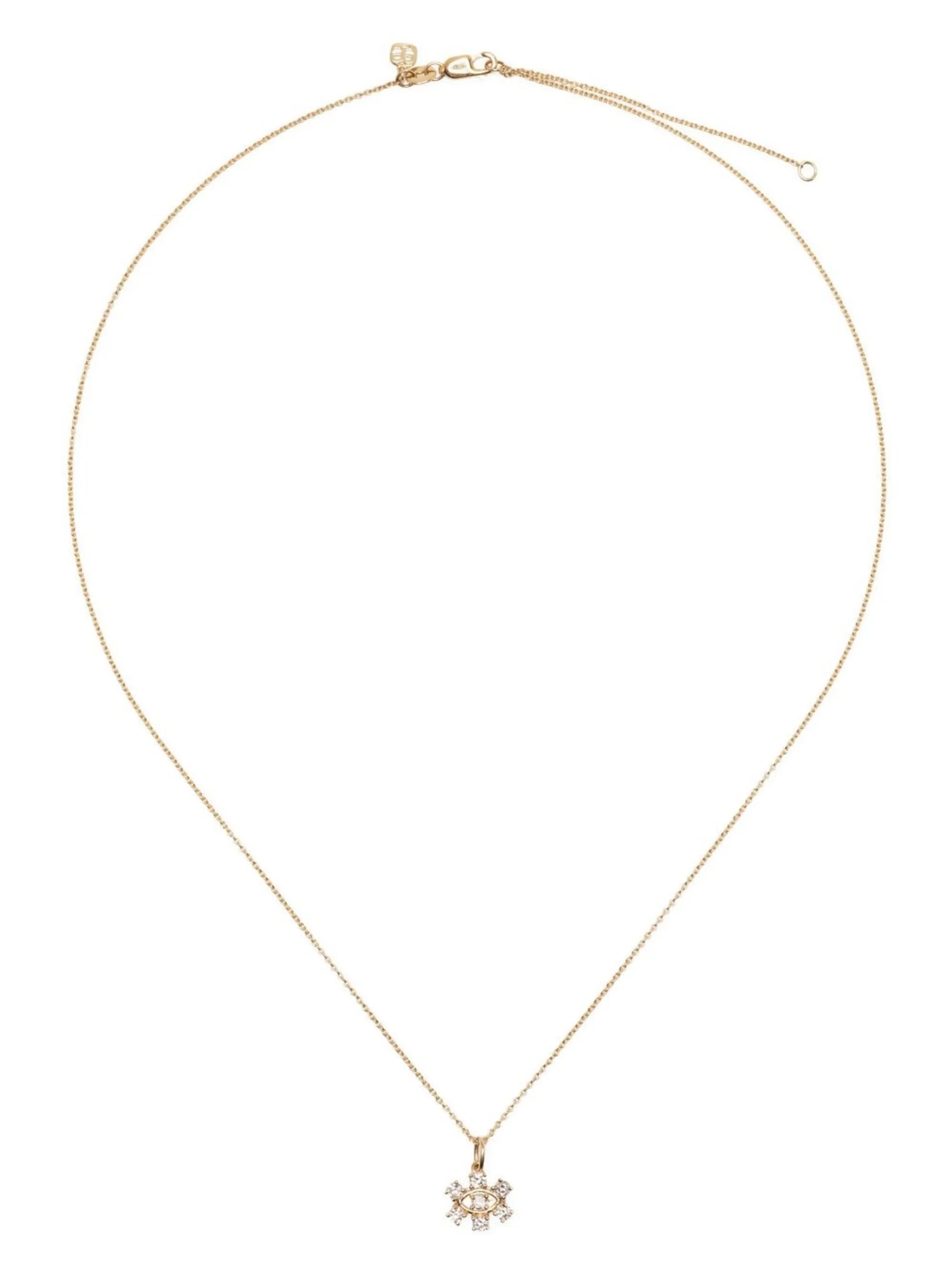 14kt yellow gold diamond eye necklace