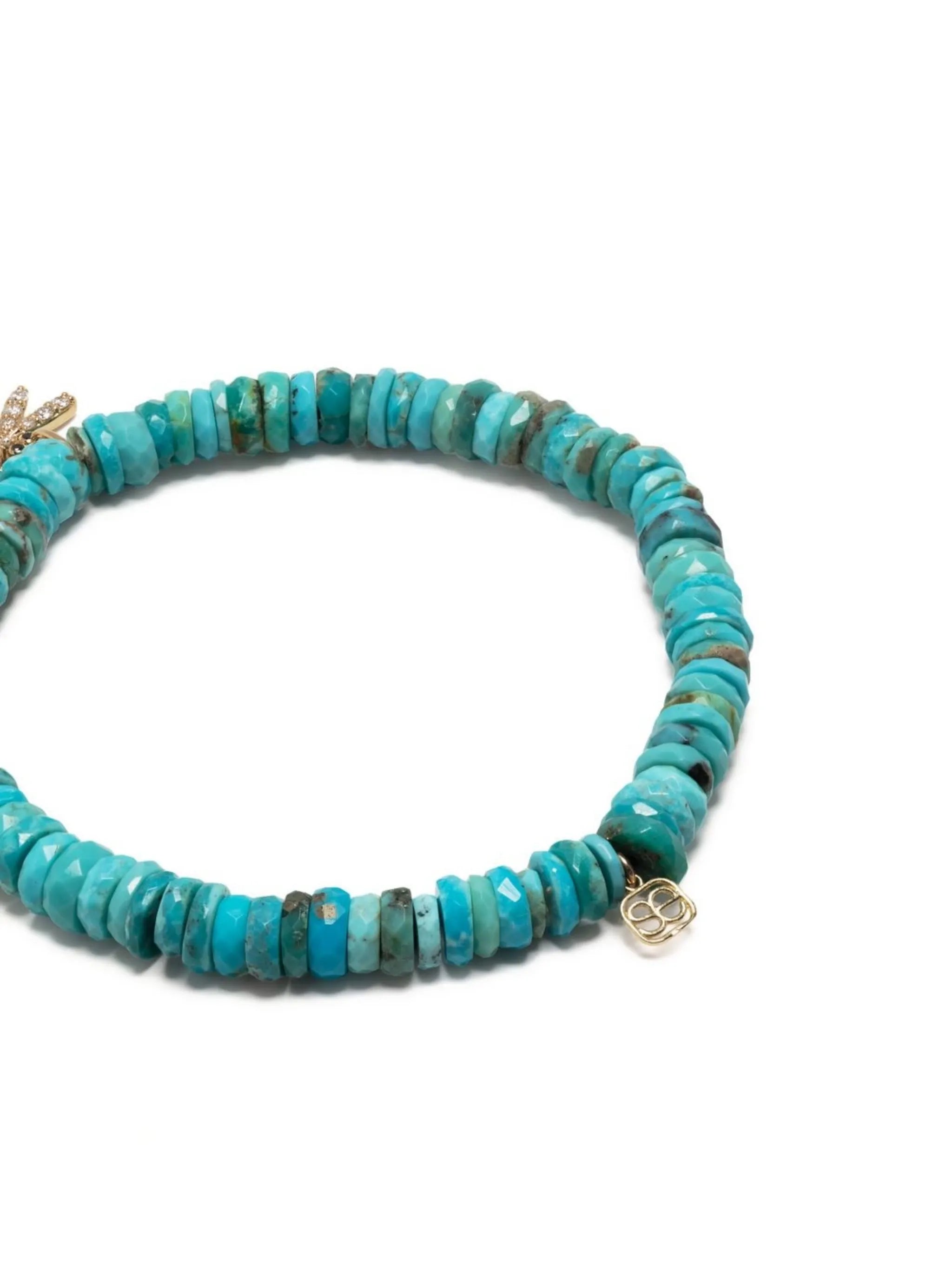 14kt yellow gold turquoise beaded bracelet