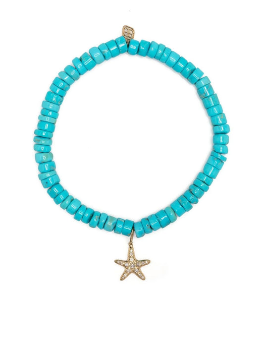 14kt yellow gold turquoise beaded bracelet