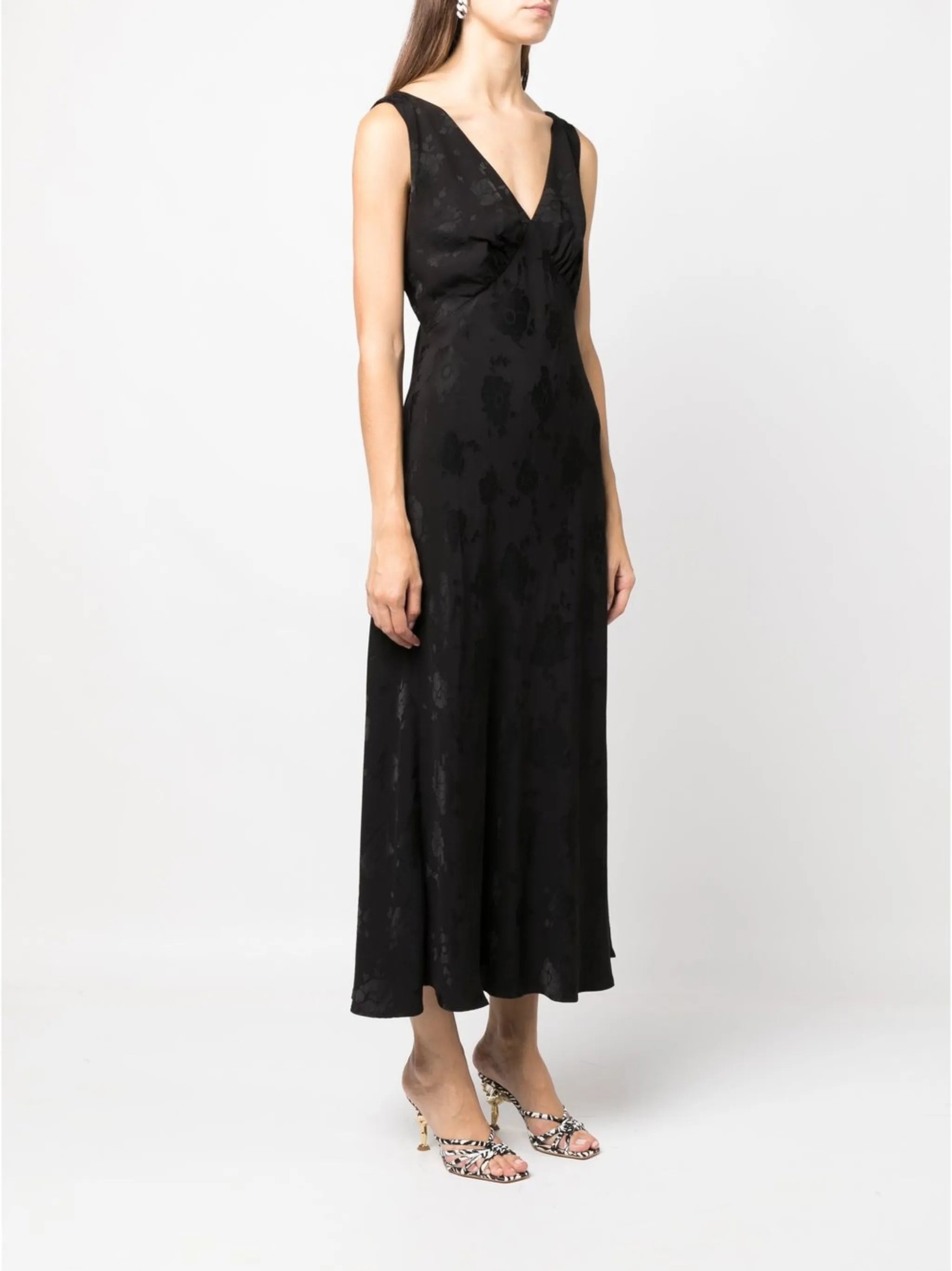floral jacquard midi dress