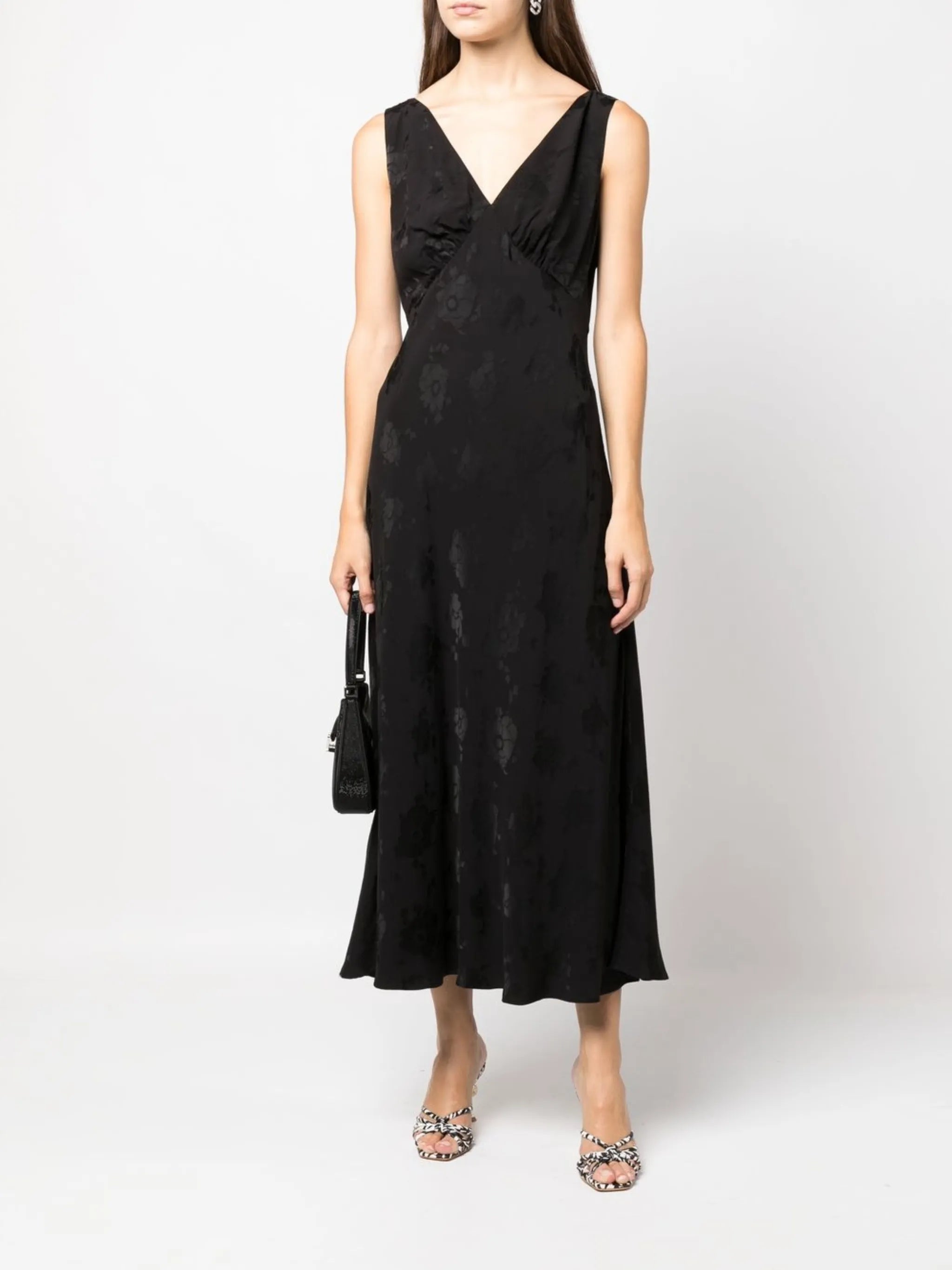floral jacquard midi dress