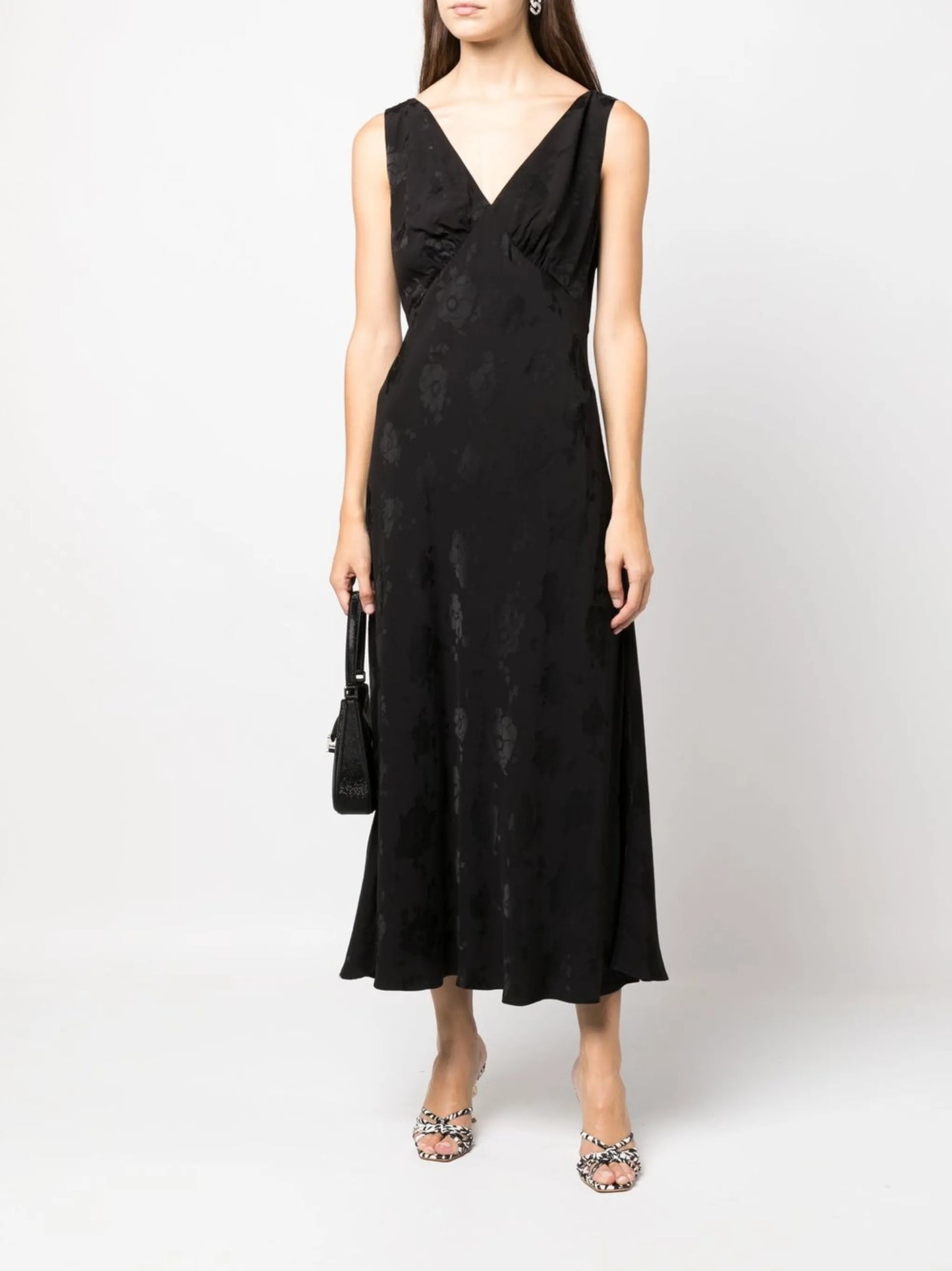 floral jacquard midi dress