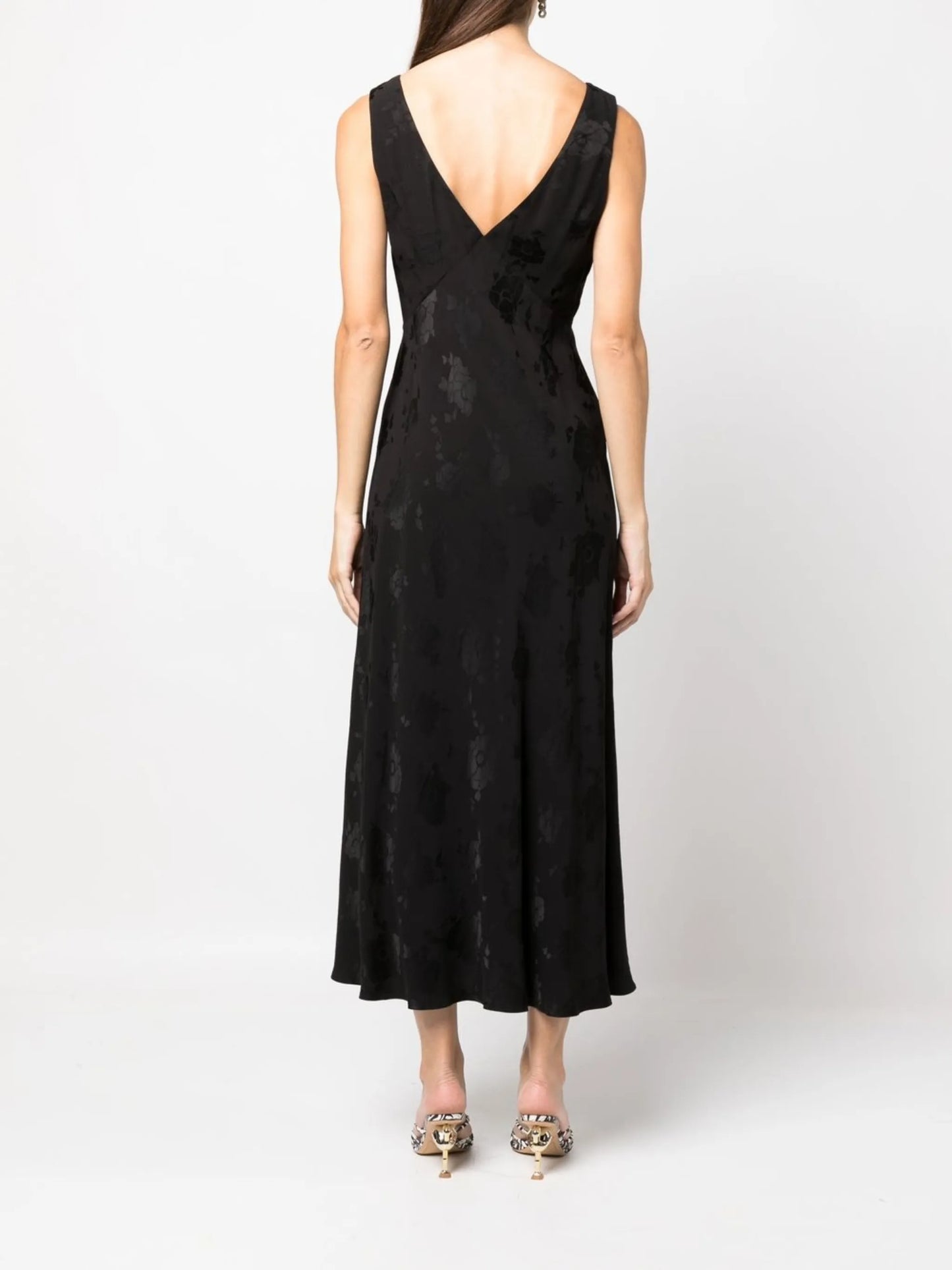 floral jacquard midi dress