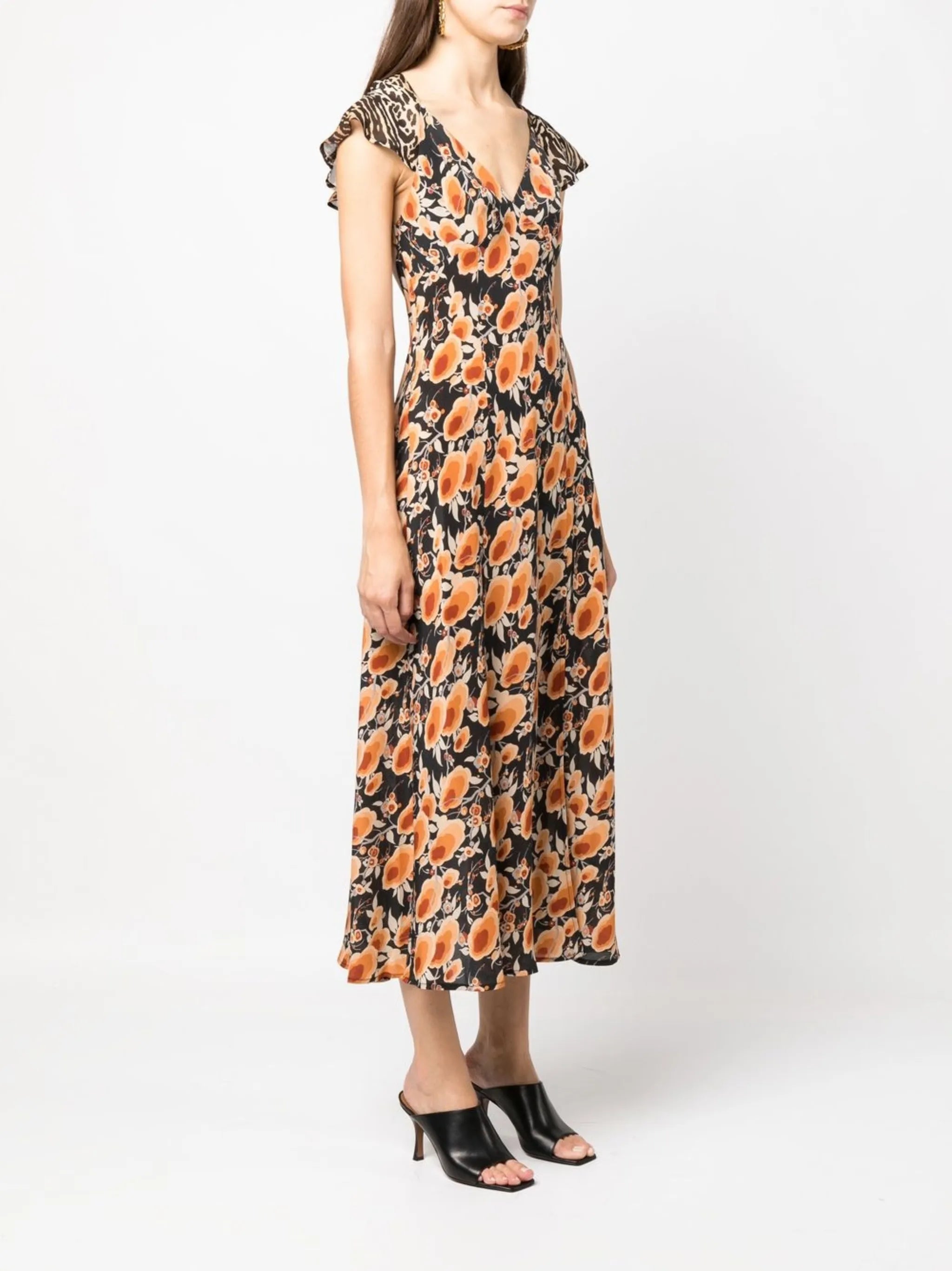 Angelina cap-sleeve midi dress