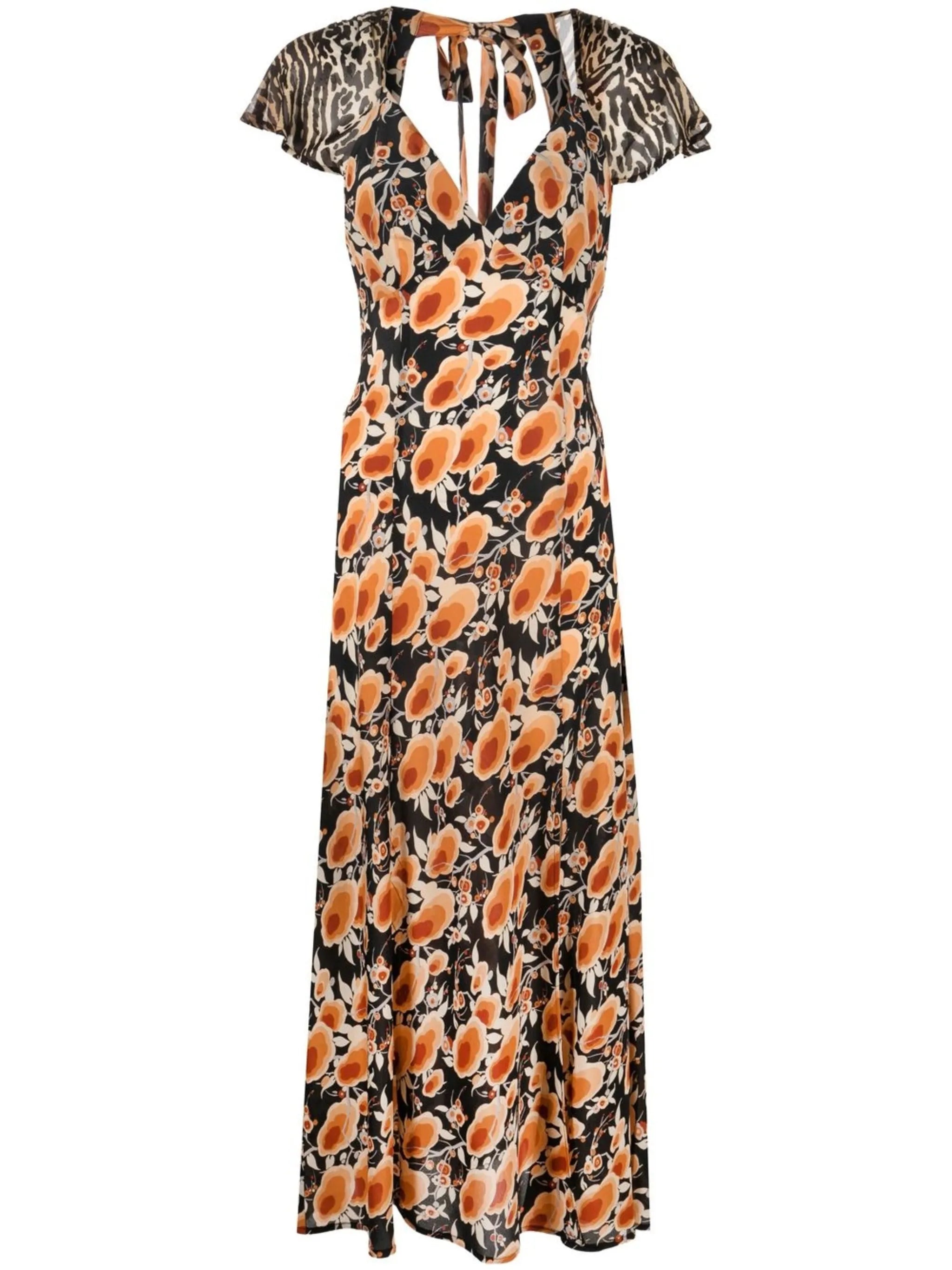 Angelina cap-sleeve midi dress