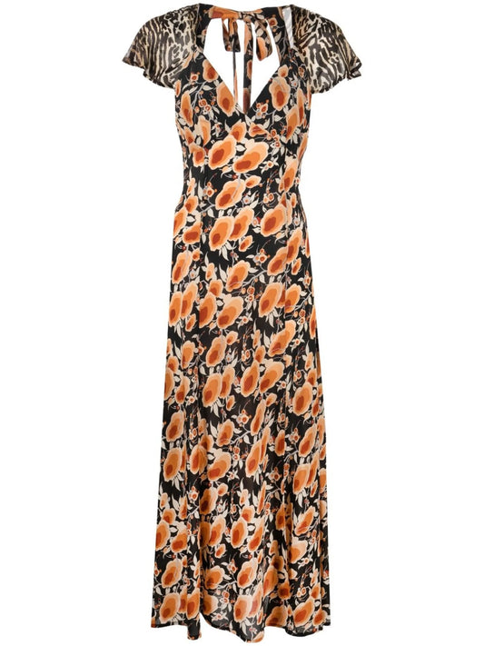 Angelina cap-sleeve midi dress