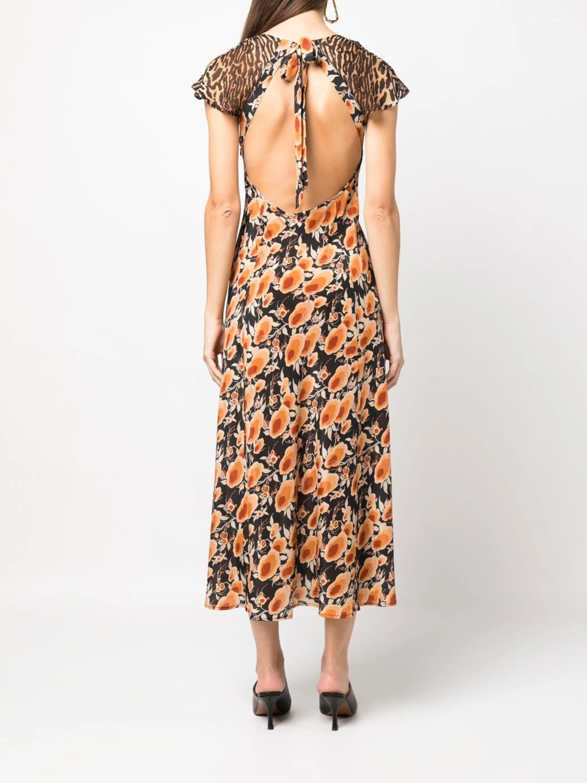 Angelina cap-sleeve midi dress