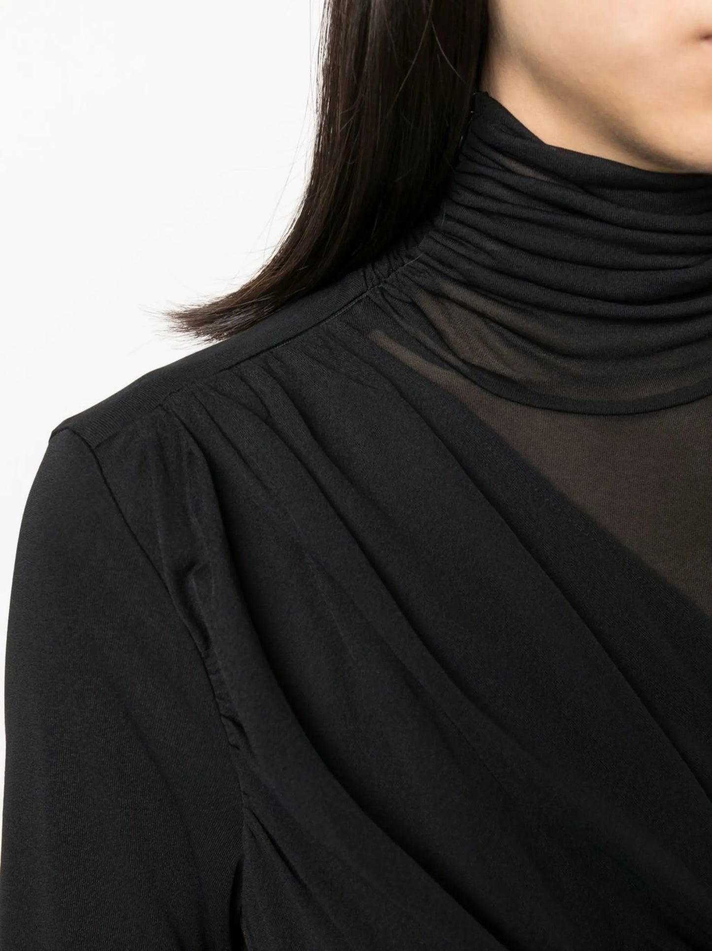 draped high-neck bodysuit