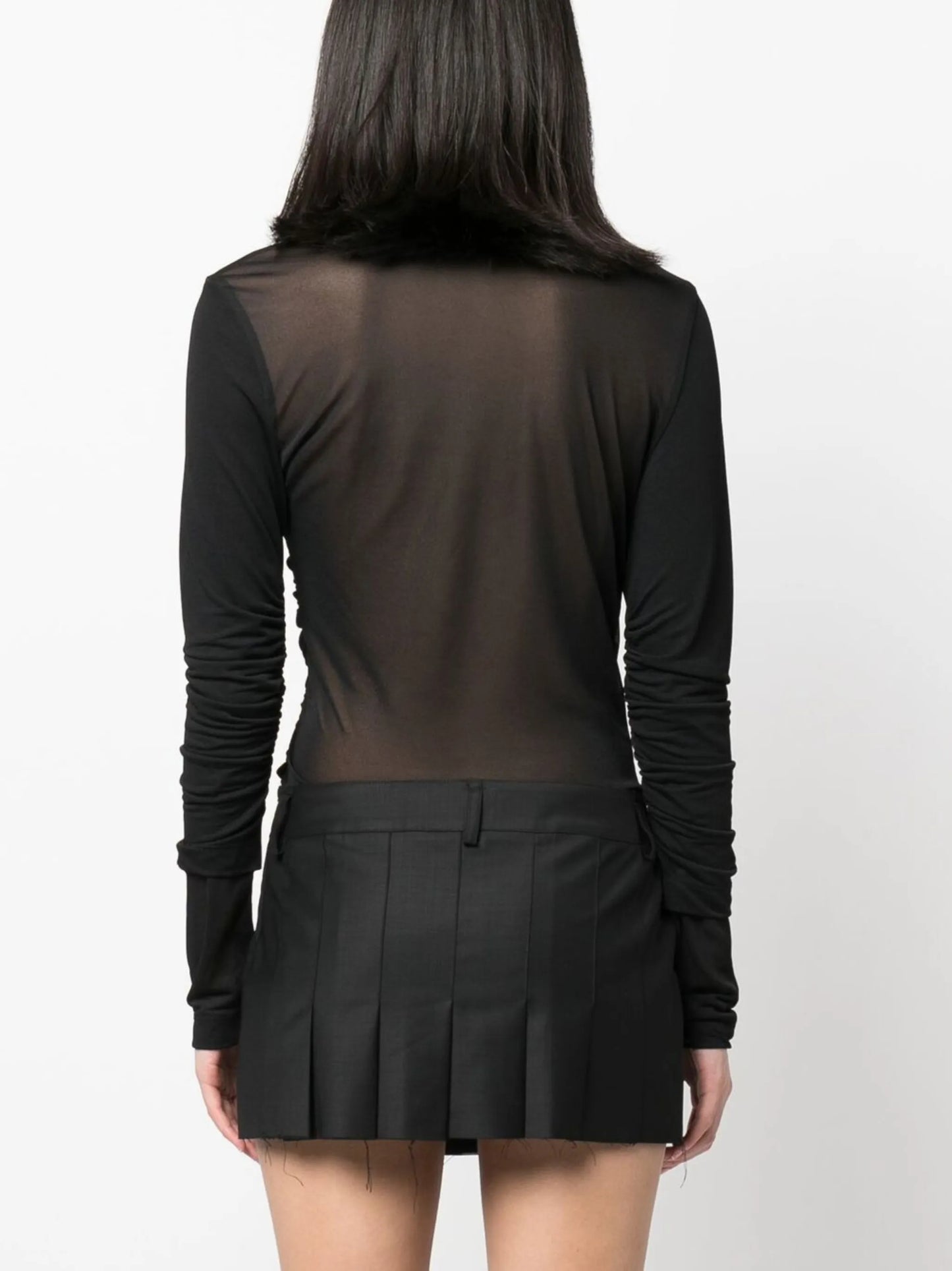 draped high-neck bodysuit