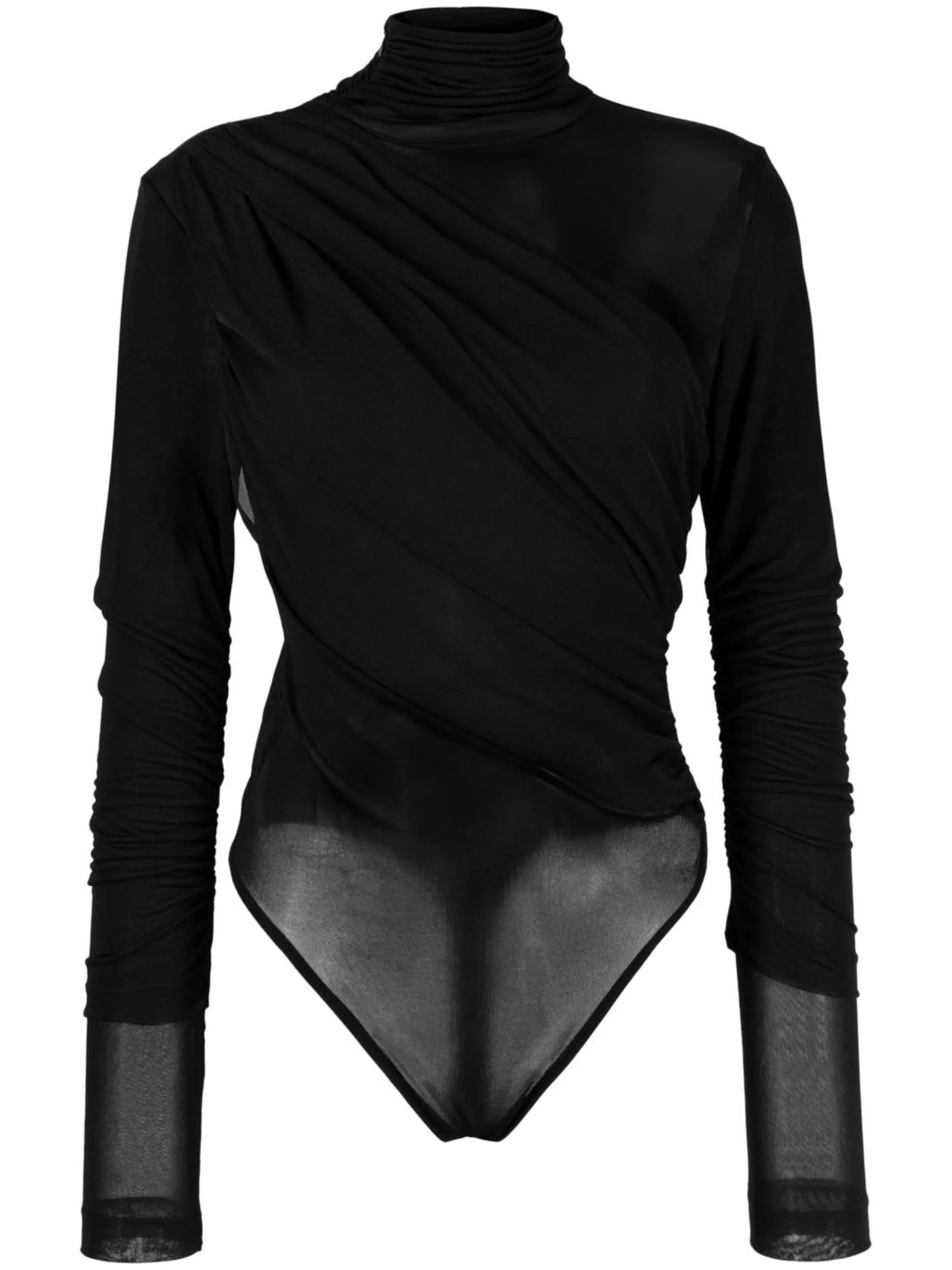 draped high-neck bodysuit