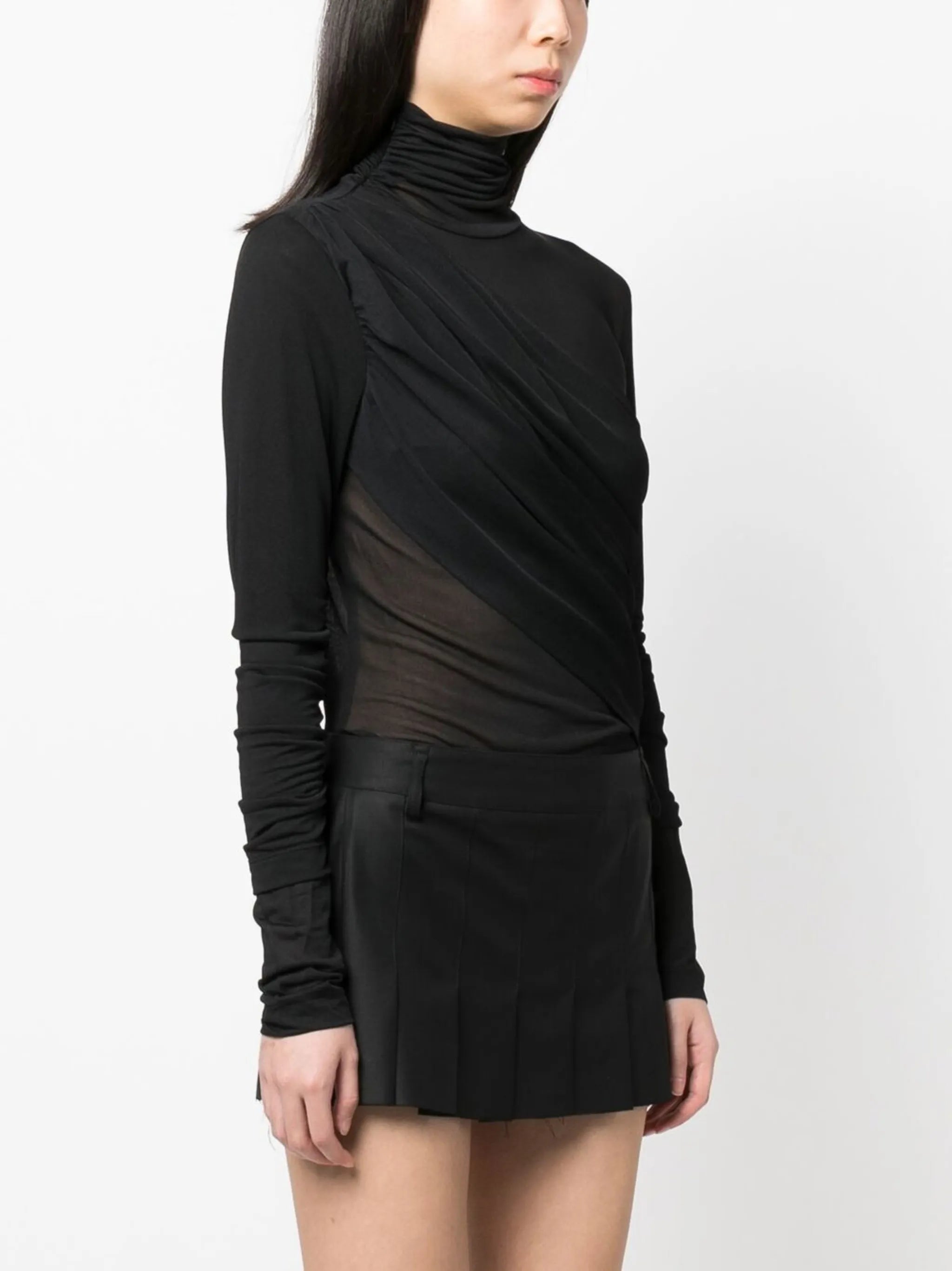 draped high-neck bodysuit