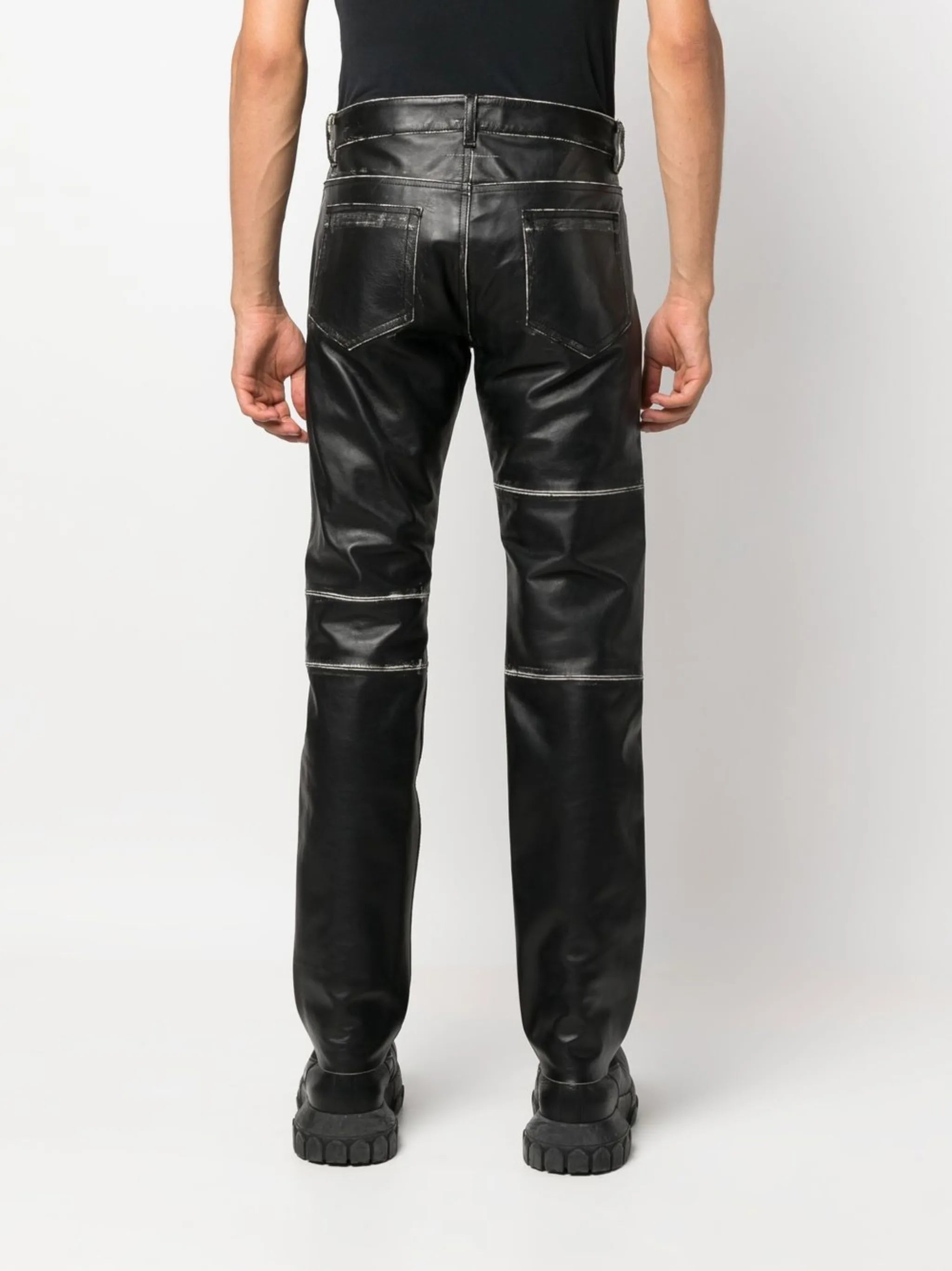 panelled leather trousers