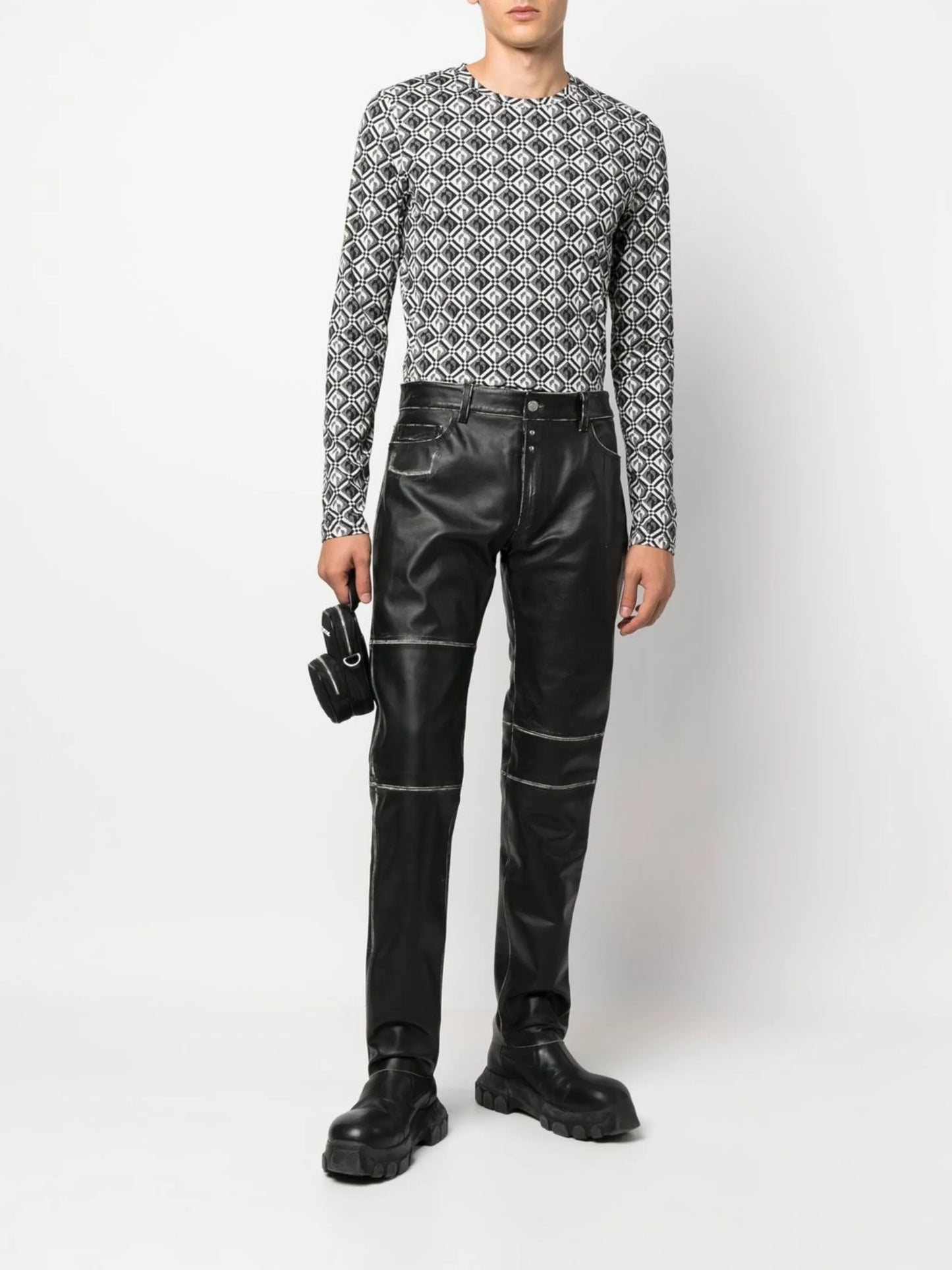 panelled leather trousers