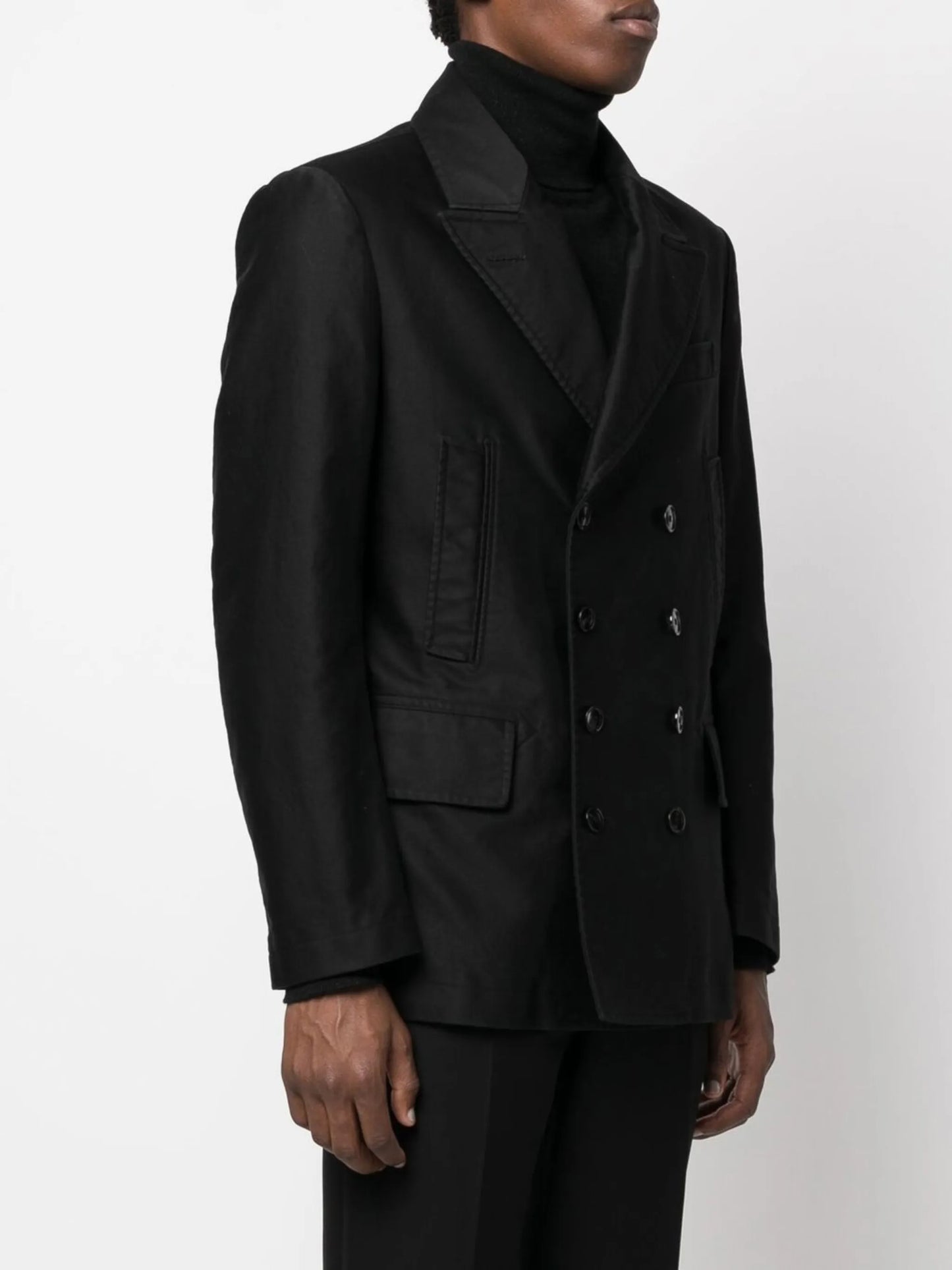 double-breasted cotton blazer