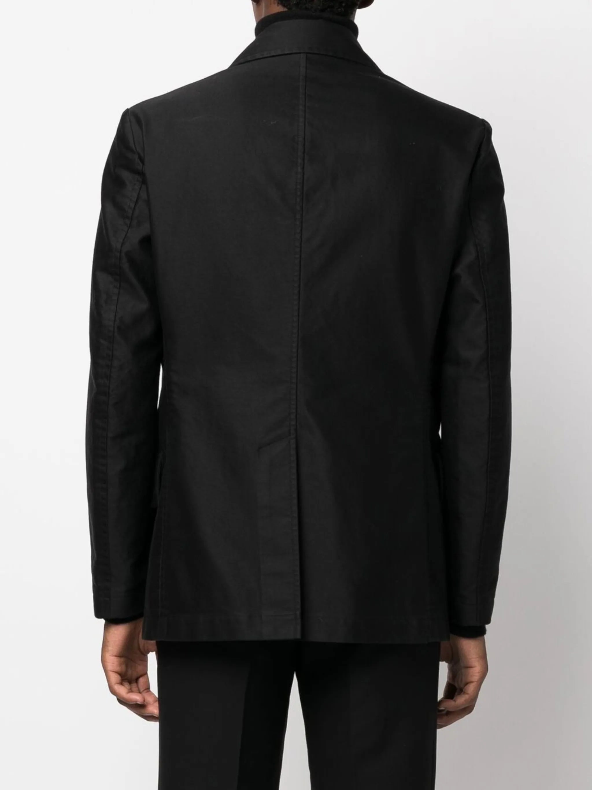 double-breasted cotton blazer