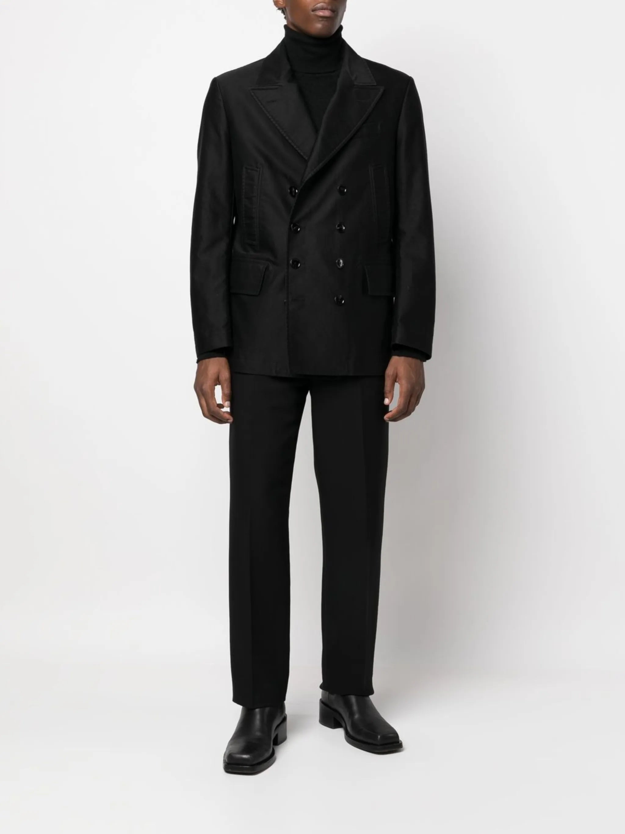 double-breasted cotton blazer
