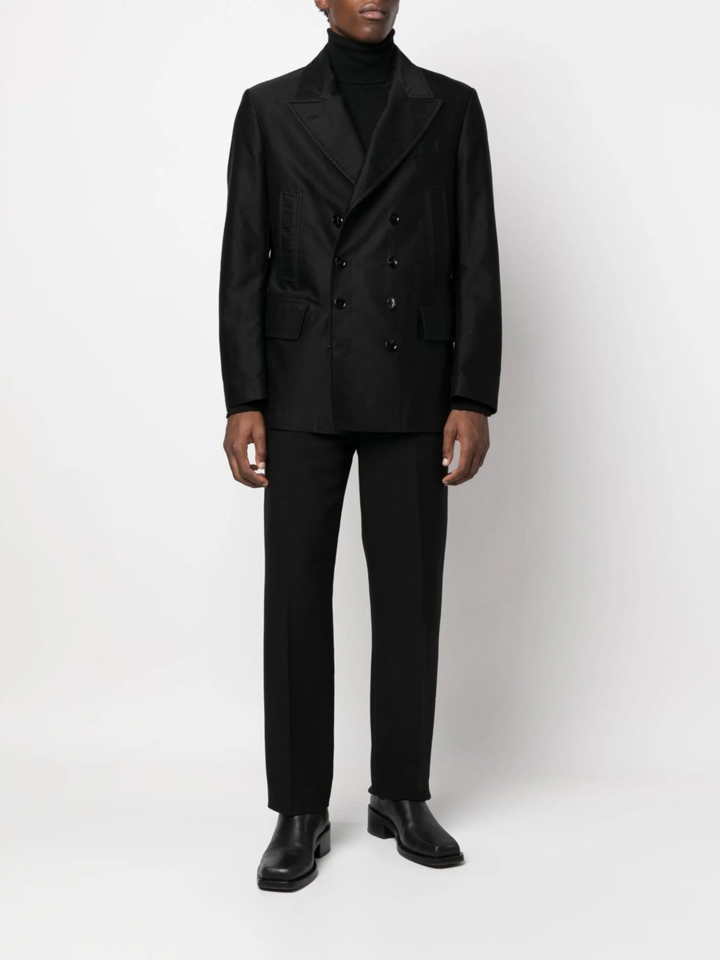 double-breasted cotton blazer