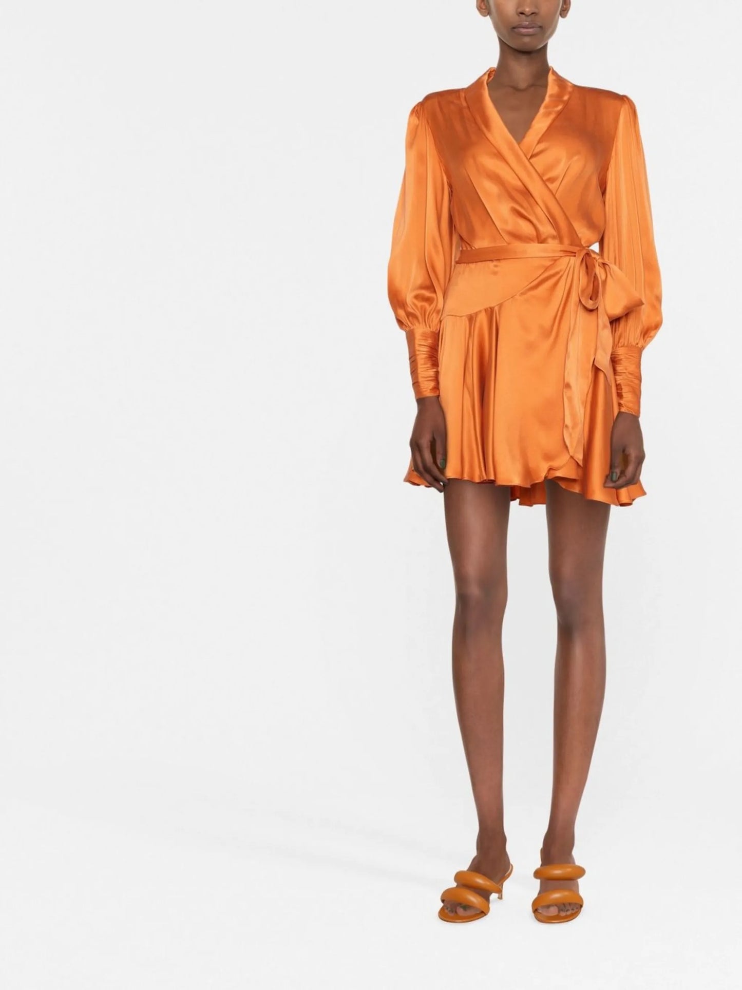 wrapped ruffle-trim dress