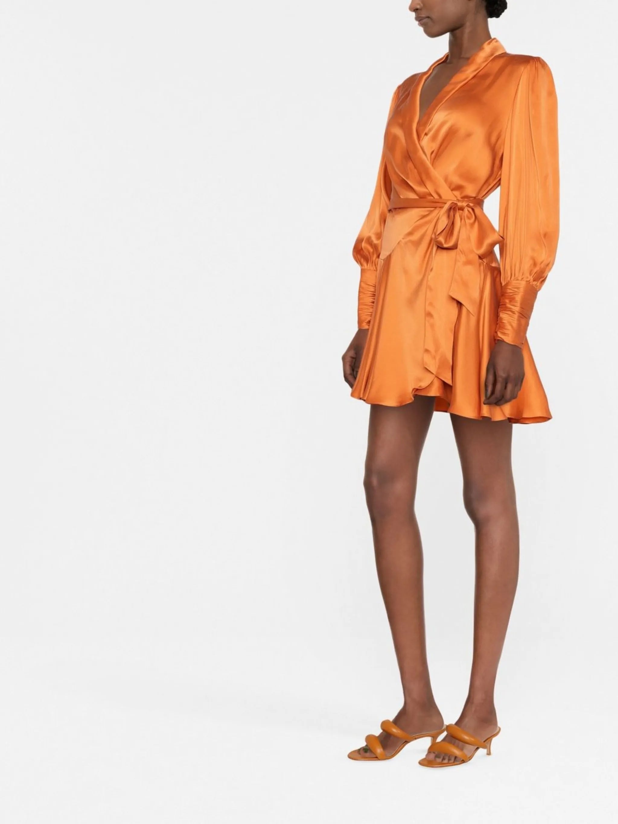 wrapped ruffle-trim dress
