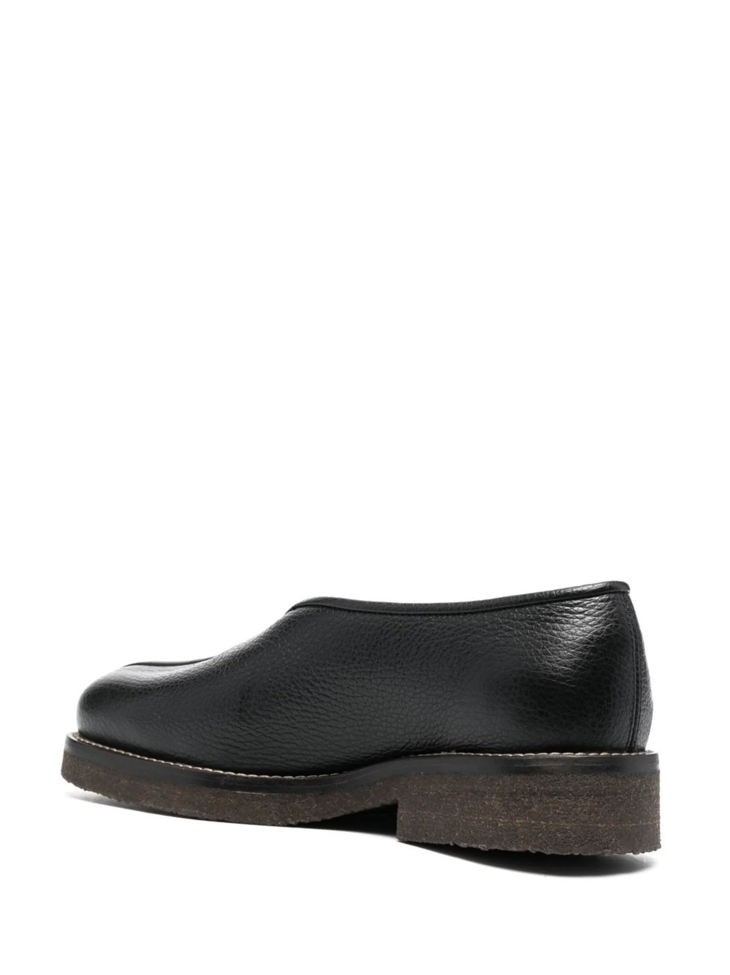 grained-leather piped loafers