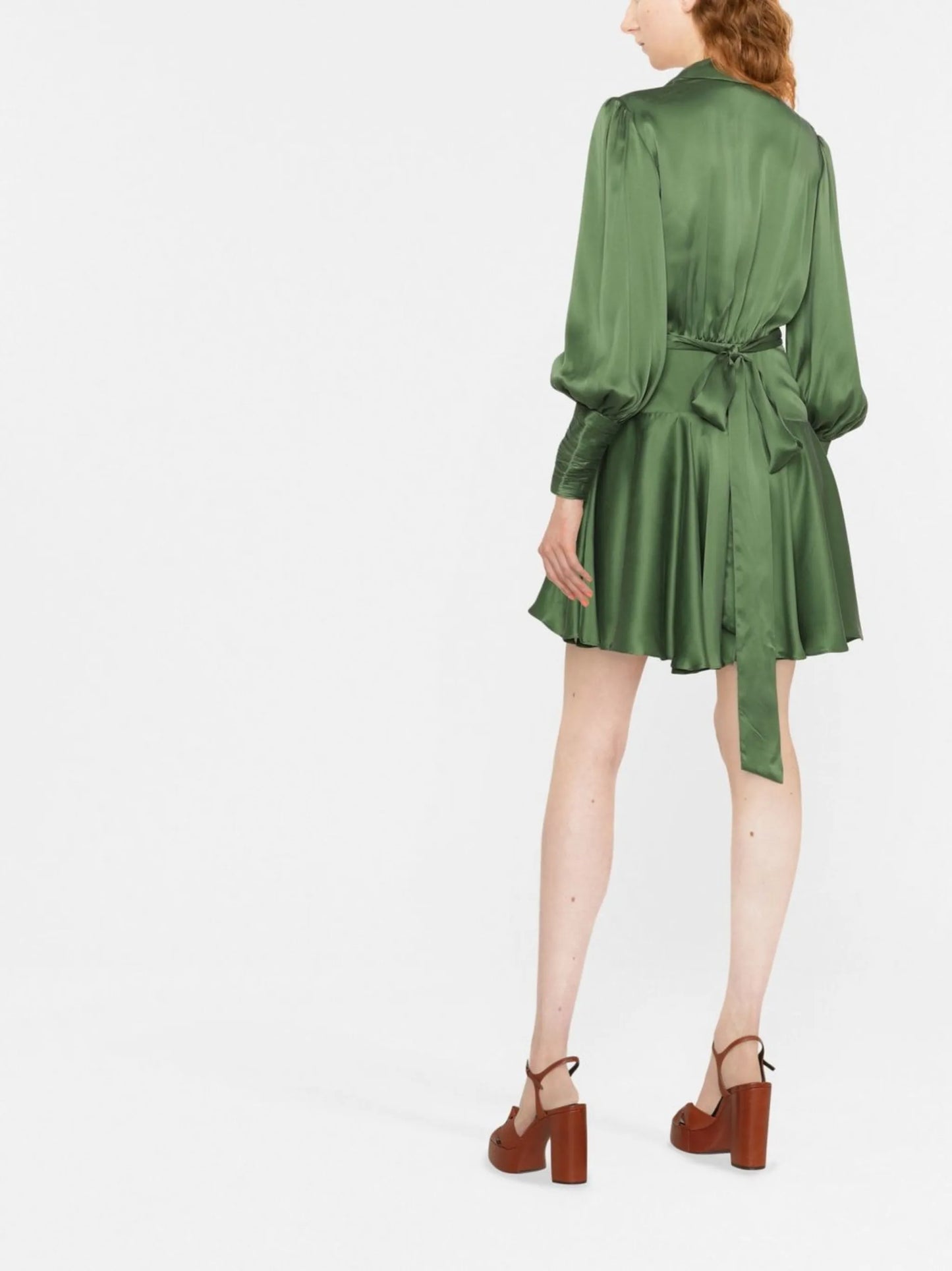 wrapped ruffle-trim dress