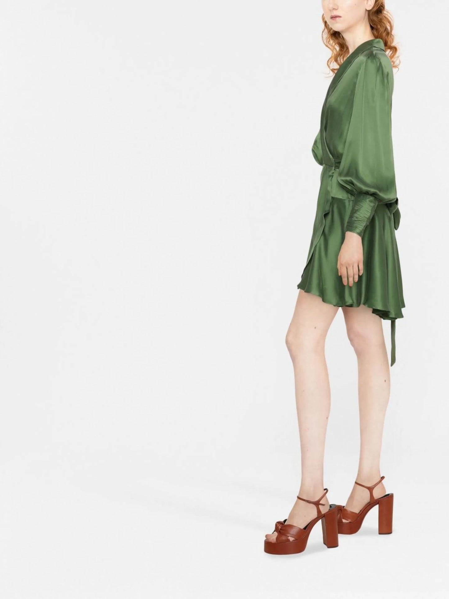 wrapped ruffle-trim dress